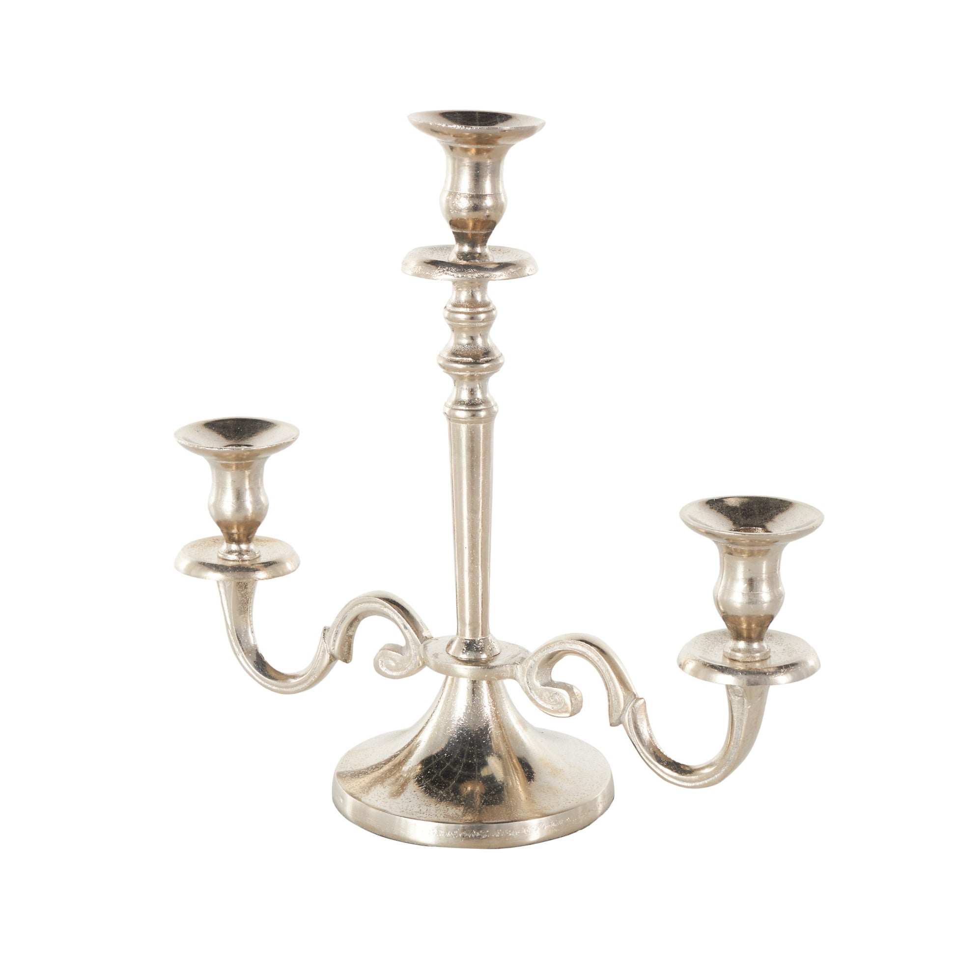 Scroll Silver Aluminum Metal Decorative Candelabra