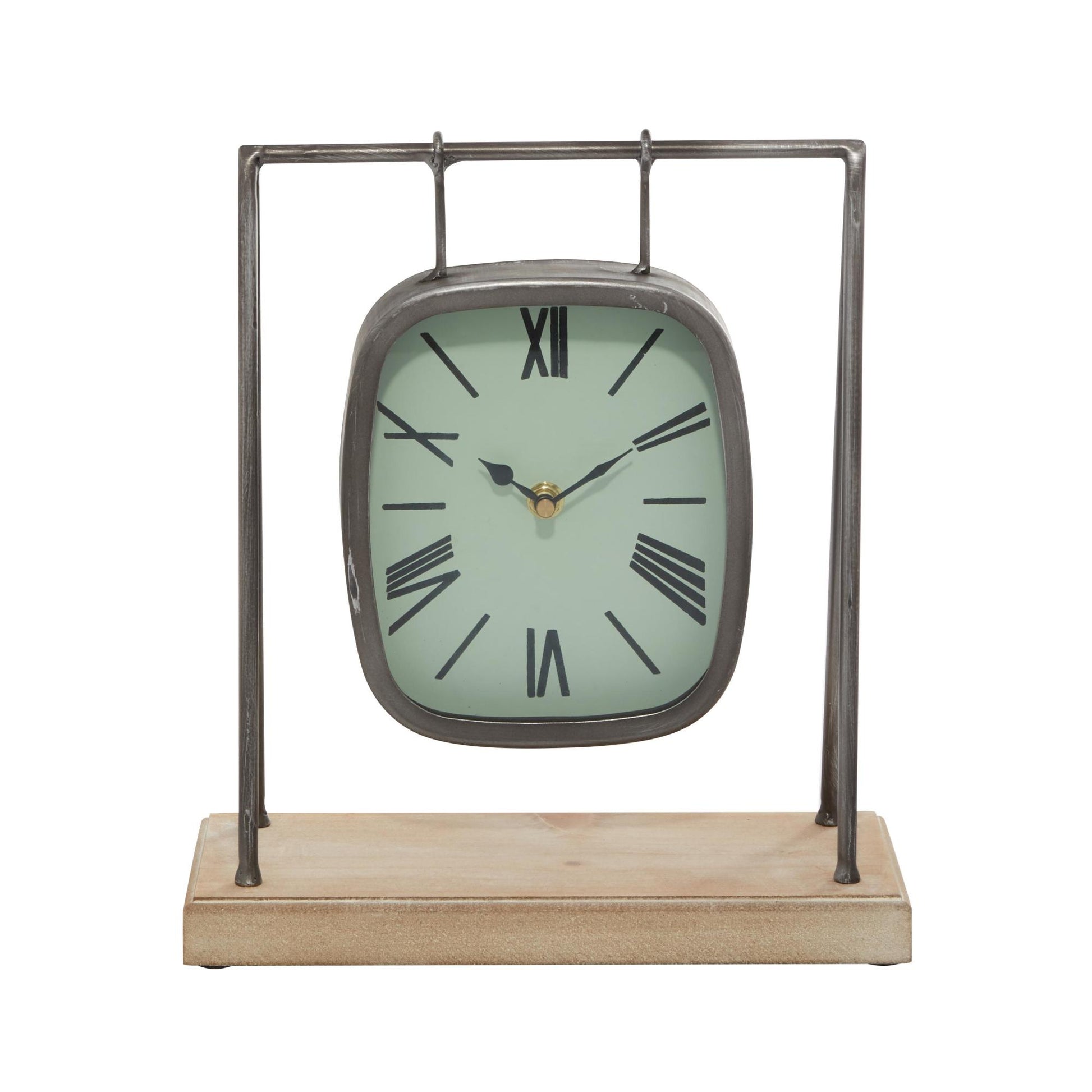 Gray Wood Pendulum Decorative Clock with Wood Base