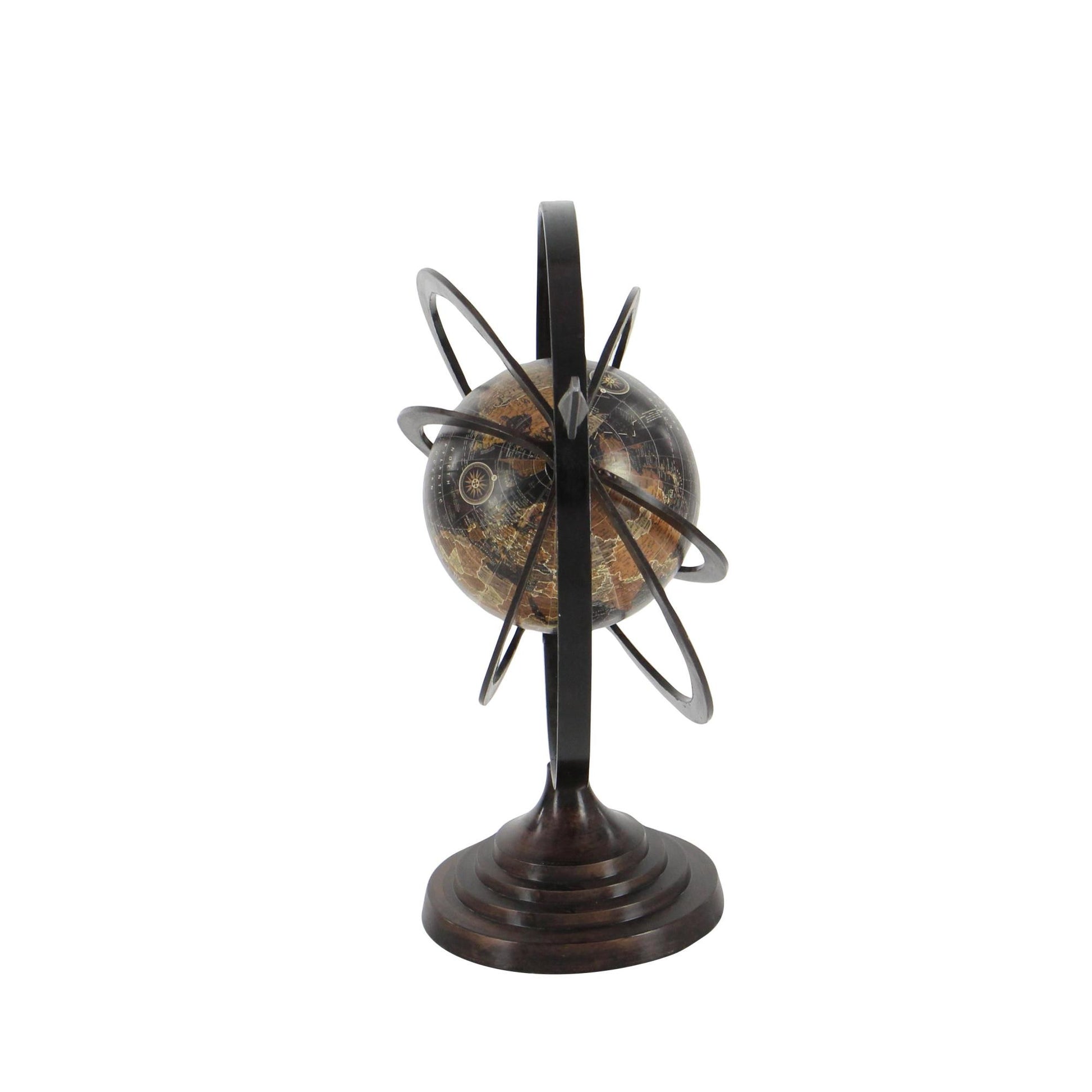 Compass Black Aluminum Metal Educational/Geographic Earth Globe