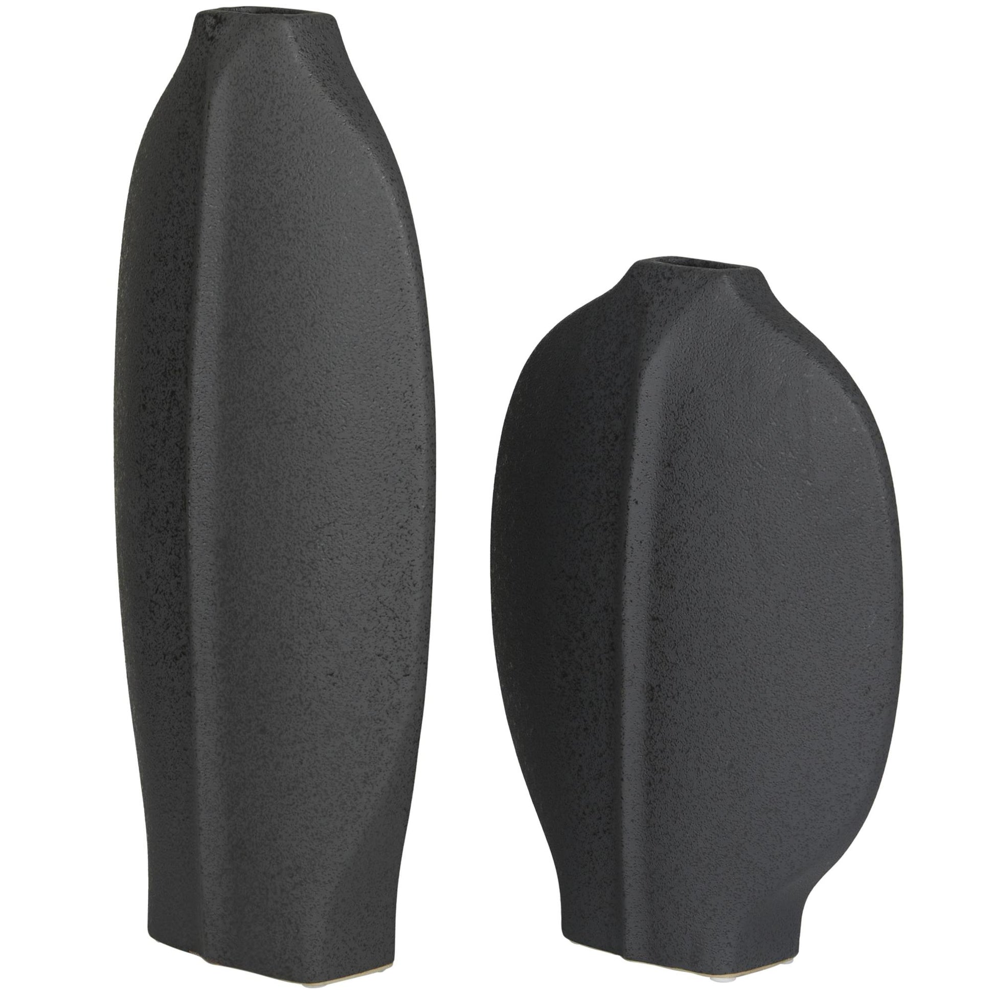 CosmoLiving by Cosmopolitan Set of 2 Abstract Ceramic Textured Decorative Vase