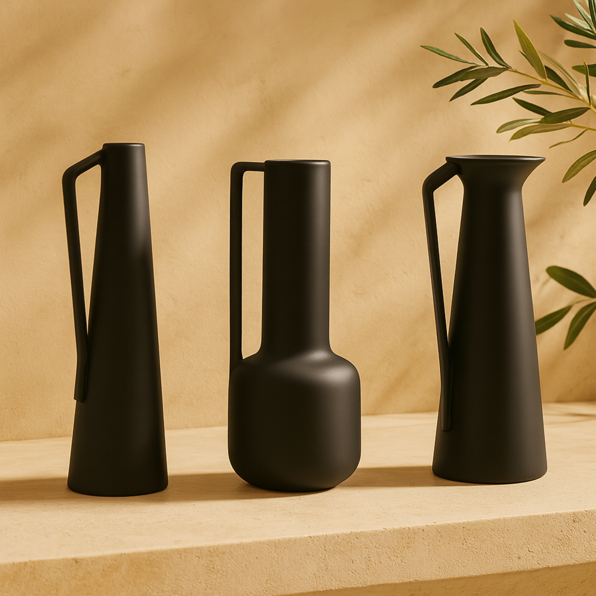 CosmoLiving by Cosmopolitan Set of 3 Ceramic Decorative Vase with Handles