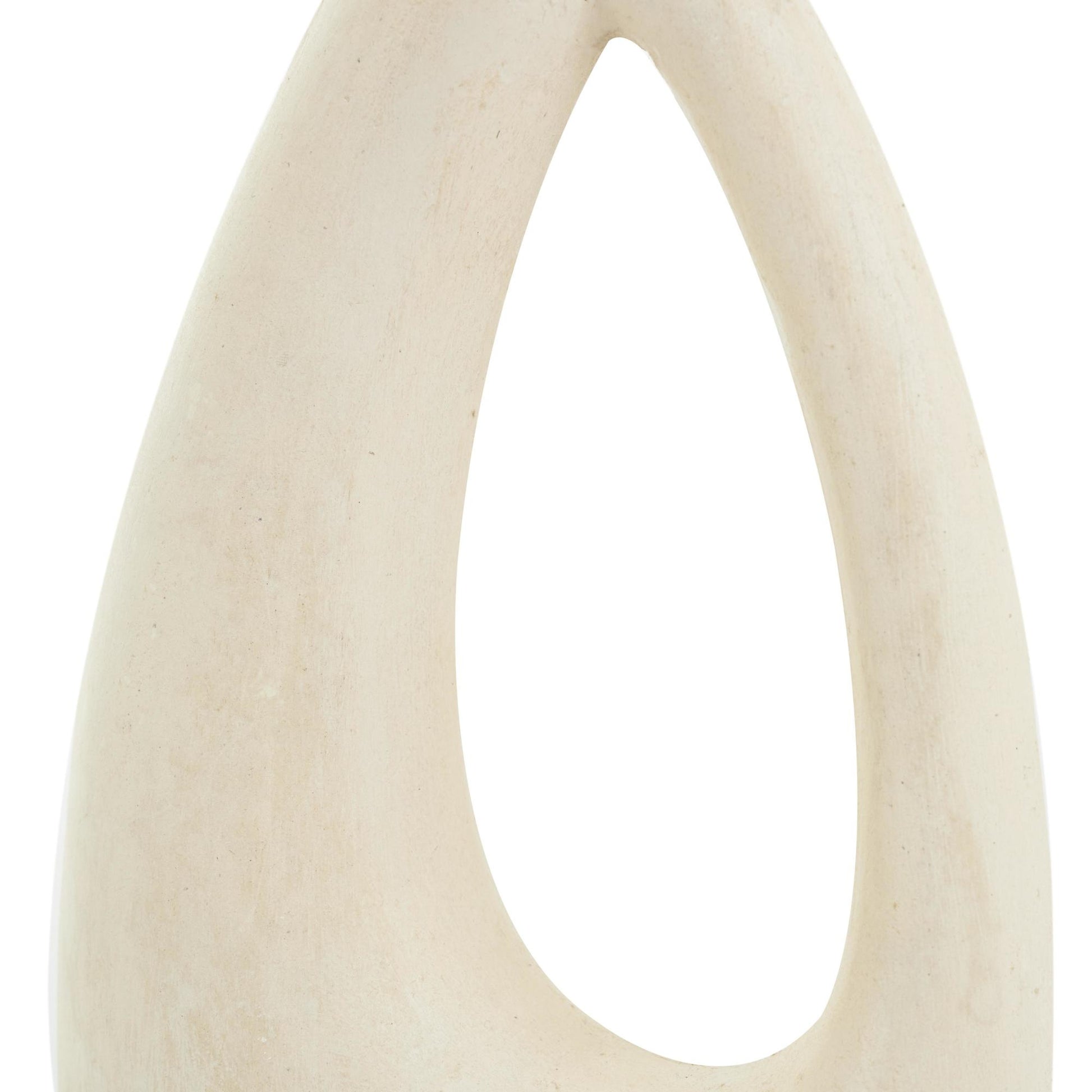 Abstract Beige Paper Mache Curved Decorative Vase with Handle
