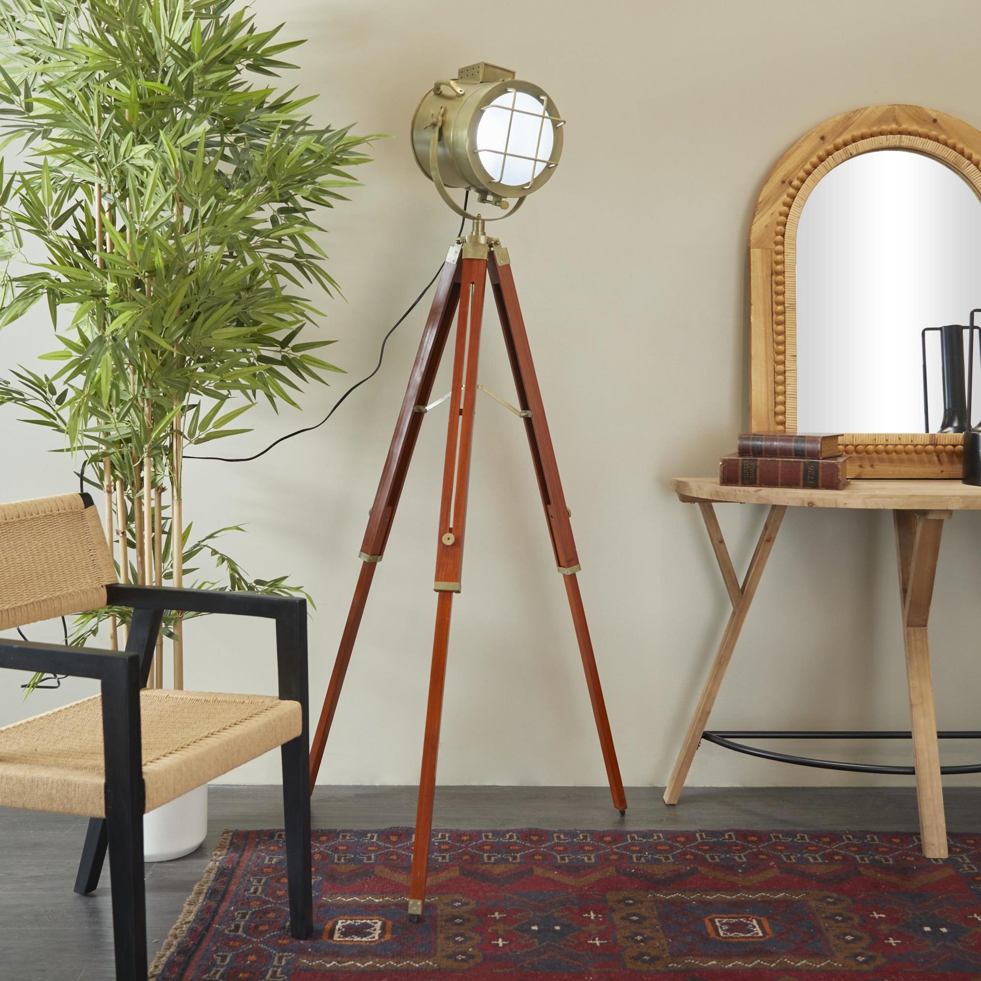 Brown Wood Spotlight Room Floor Lamp