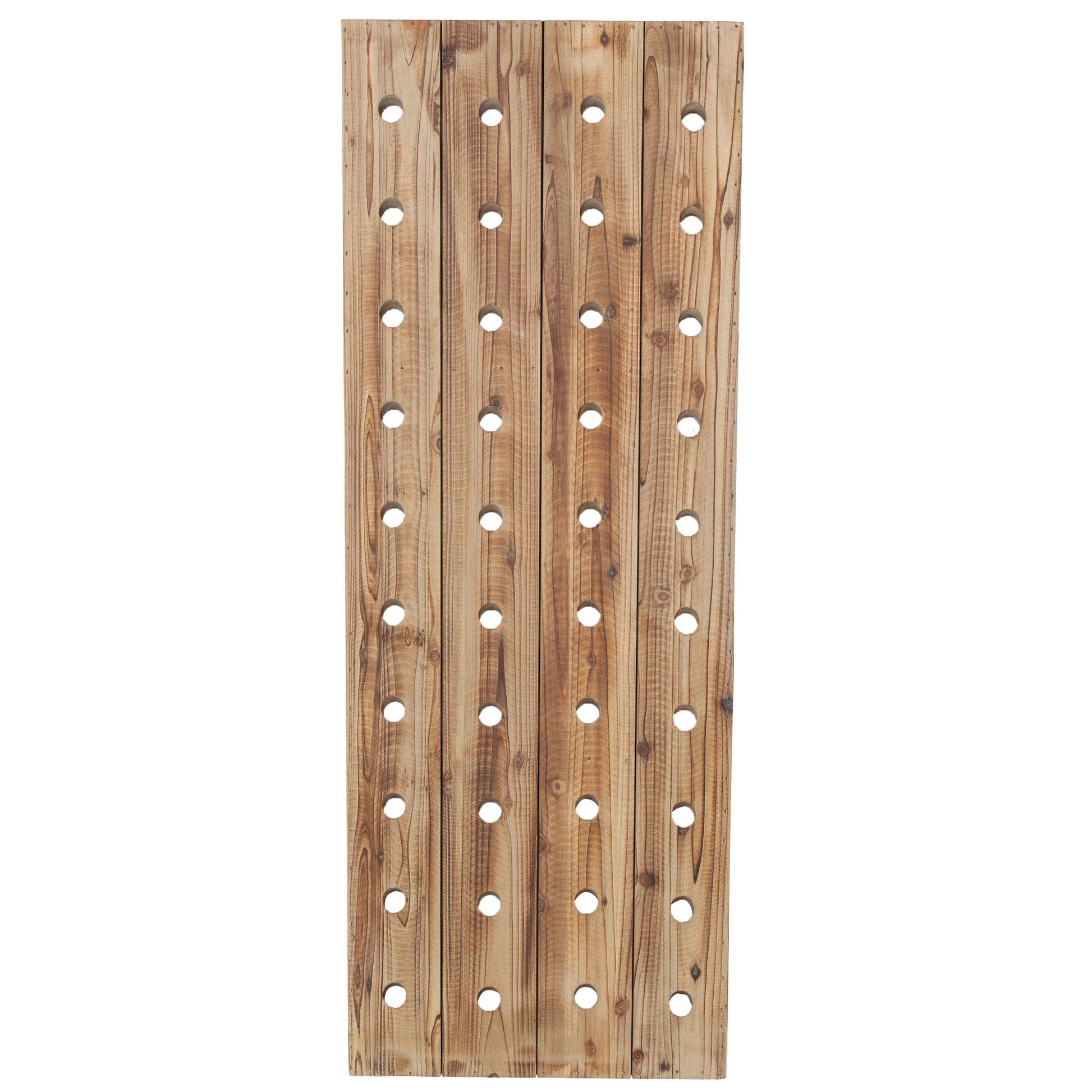Brown Wood Tall 40 Hole Display Wall Wine Rack