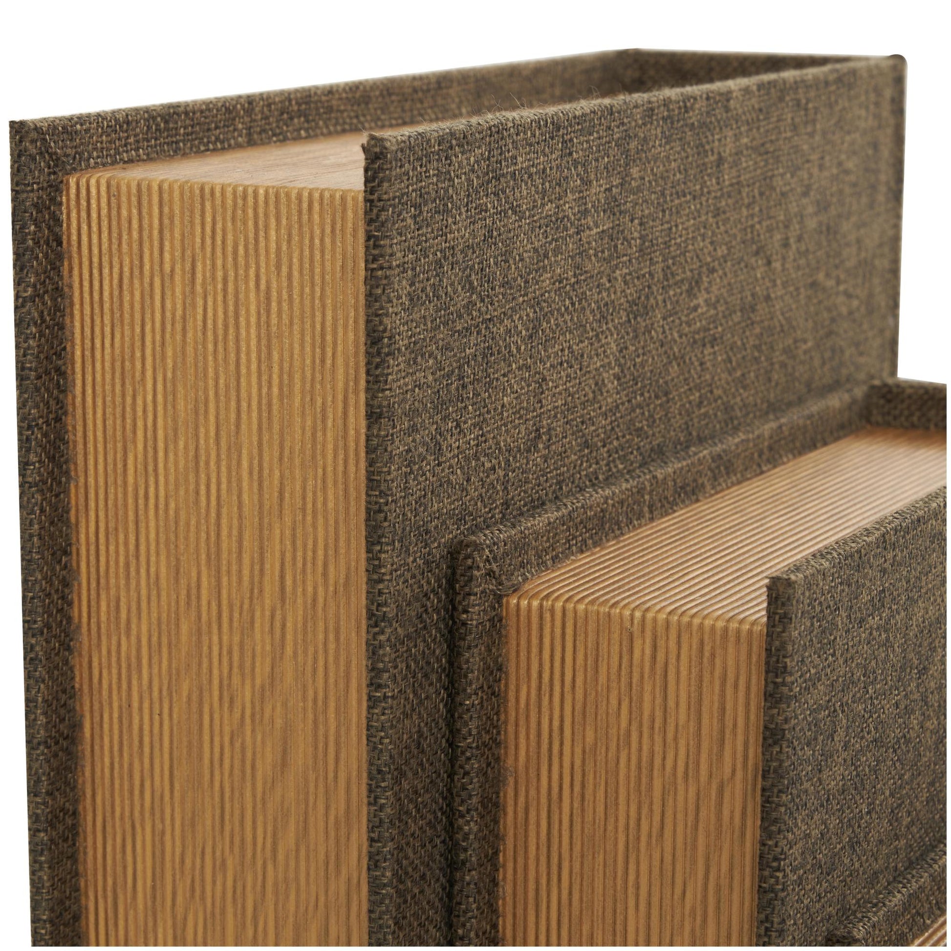 Set of 4 Dark Brown Fabric Faux Book Storage Decorative Box