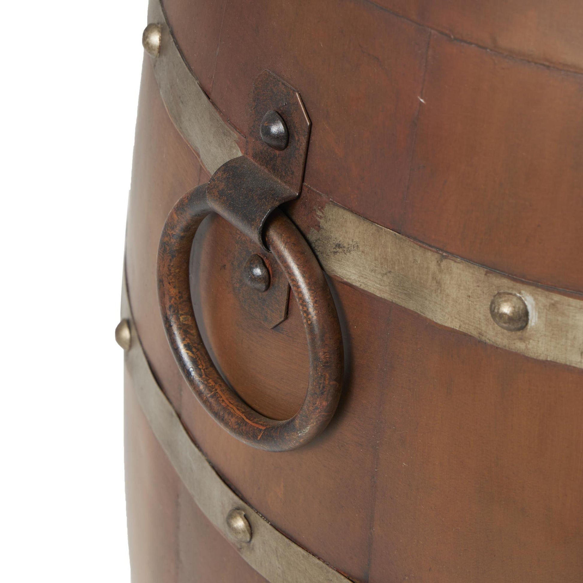 Brown Metal Wine Barrel Side End Accent Table