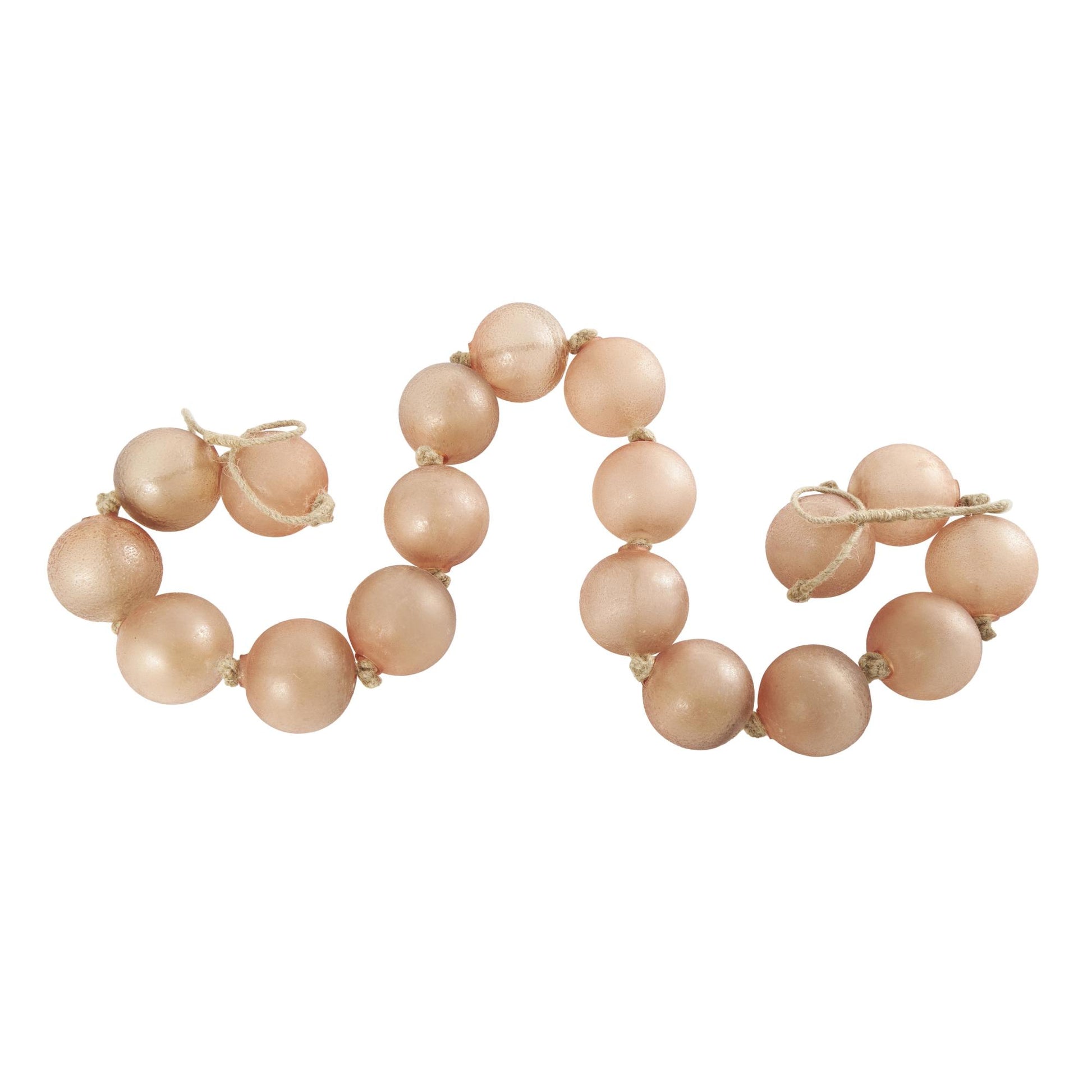 Glass Handmade Round Extra Long Frosted Orb Beaded Garland with Tassel with Knotted Jute Rope