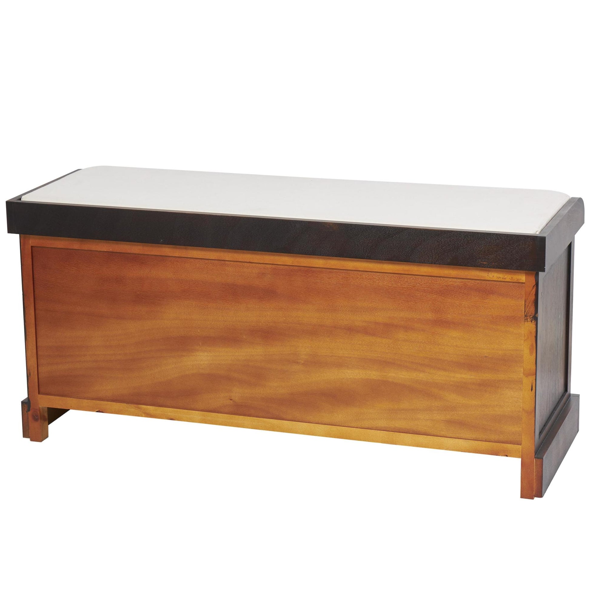 Brown Wood Room Storage Bench with Upholstered Seat