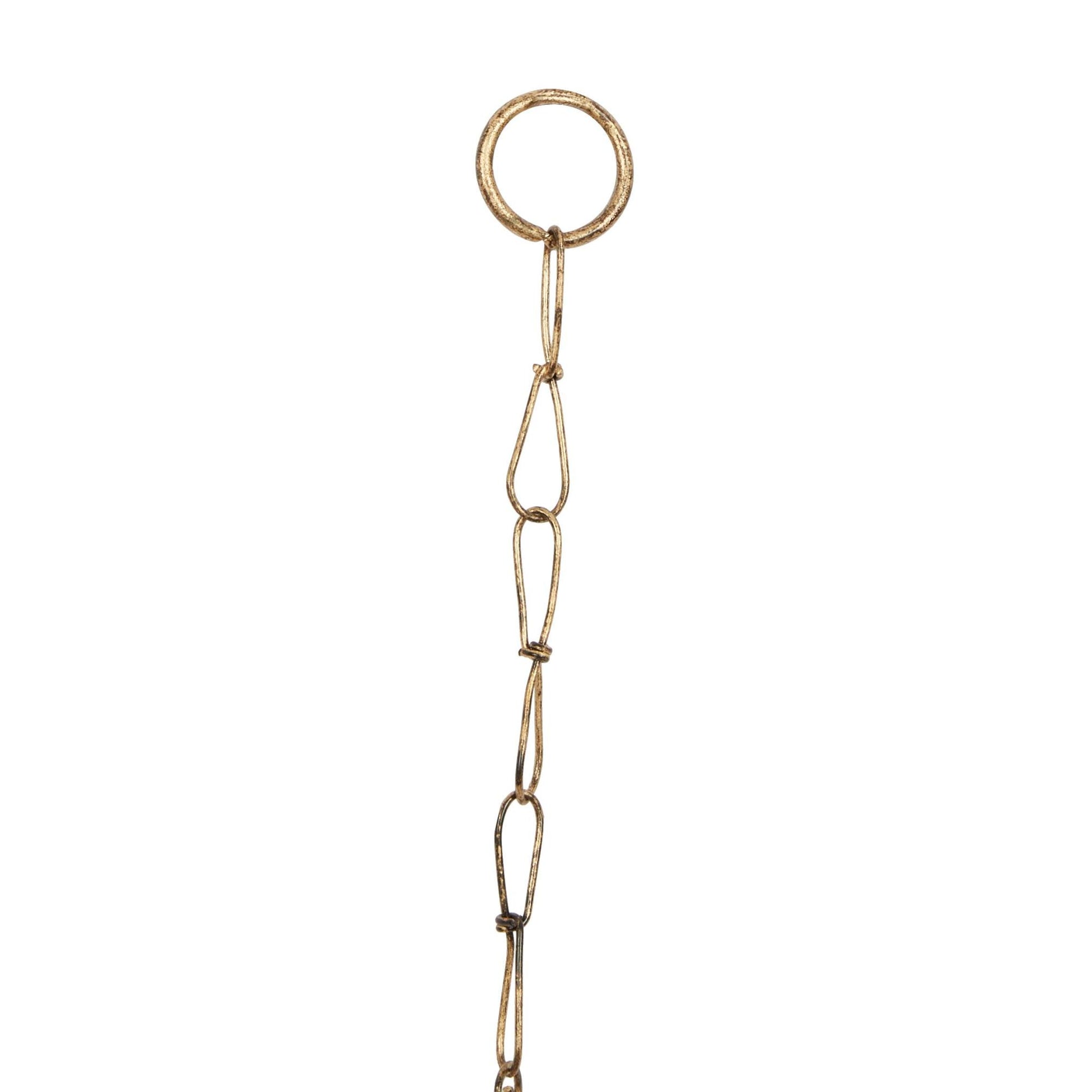 Sun and Star Gold Metal Handmade Indoor Outdoor Windchime with Glass Beads and Cone Bells