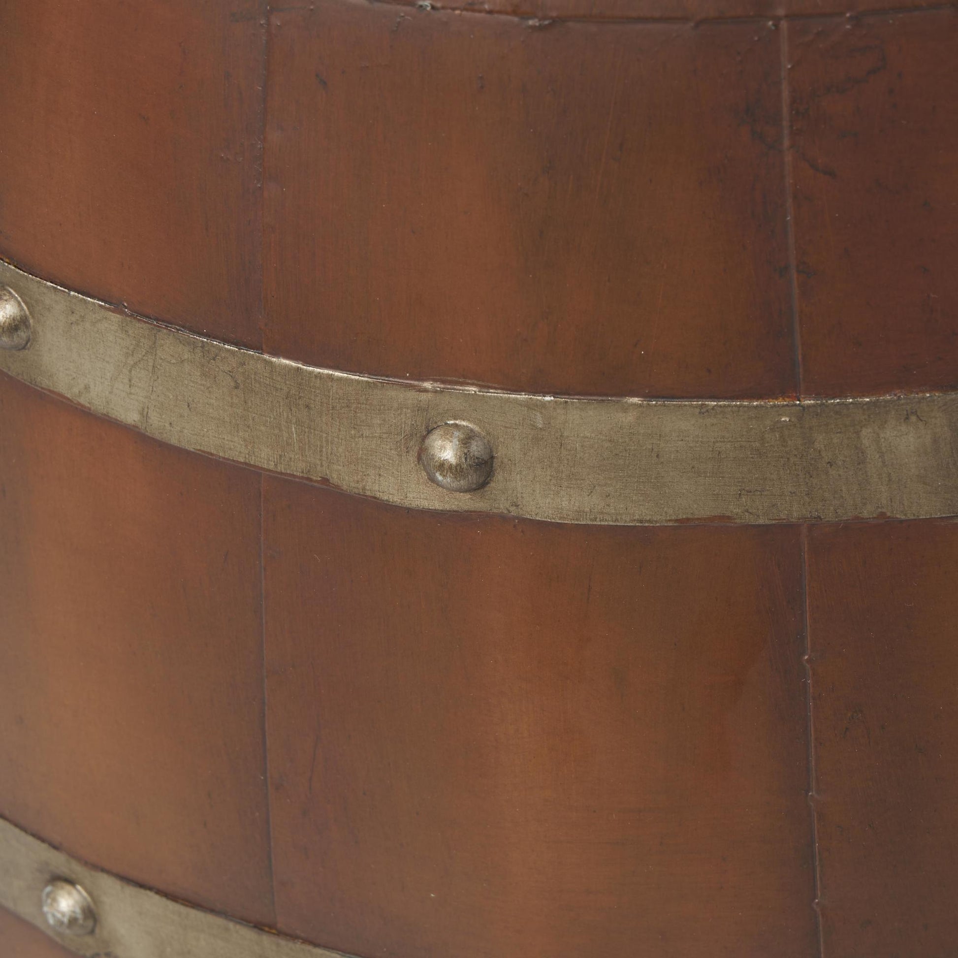 Brown Metal Wine Barrel Side End Accent Table