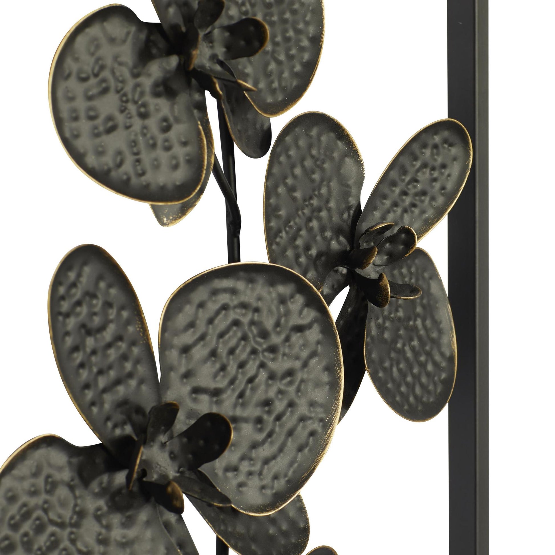 Set of 2 Floral Metal Orchid Home Wall Decor with Black Metal Stand