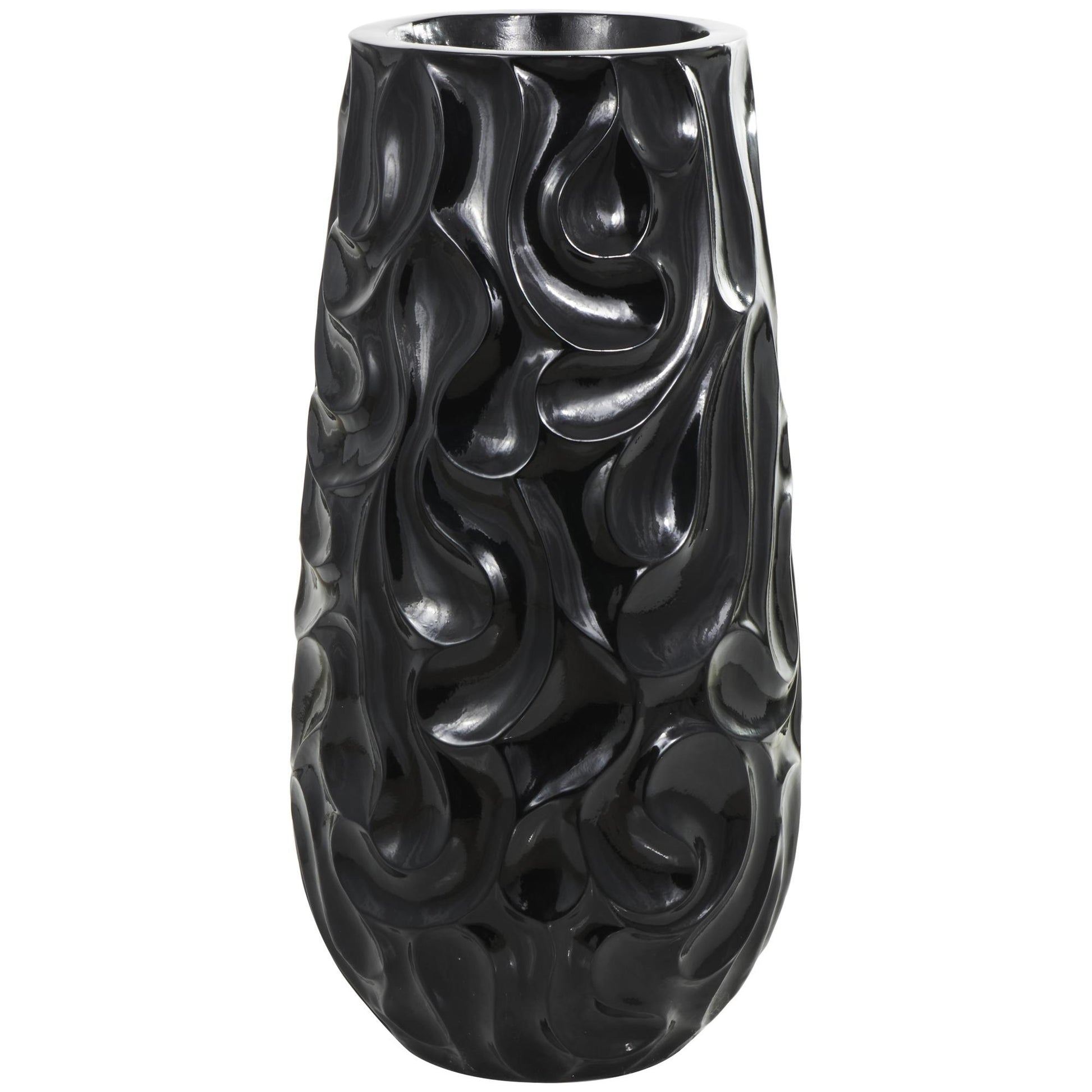 Resin Large Wavy Textured Floor Decorative Vase