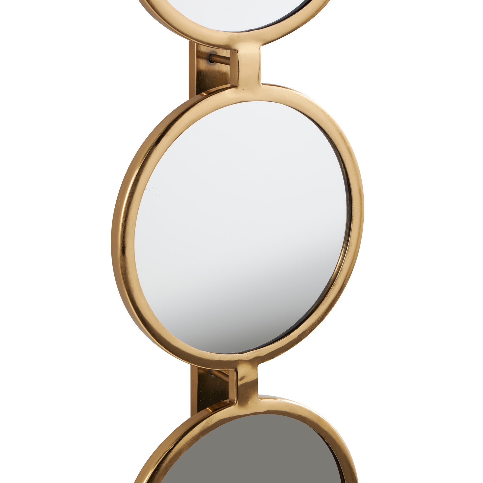 Chain Gold Metal Slim Stacked 4 Layer Room Wall Mirror with Round Pattern