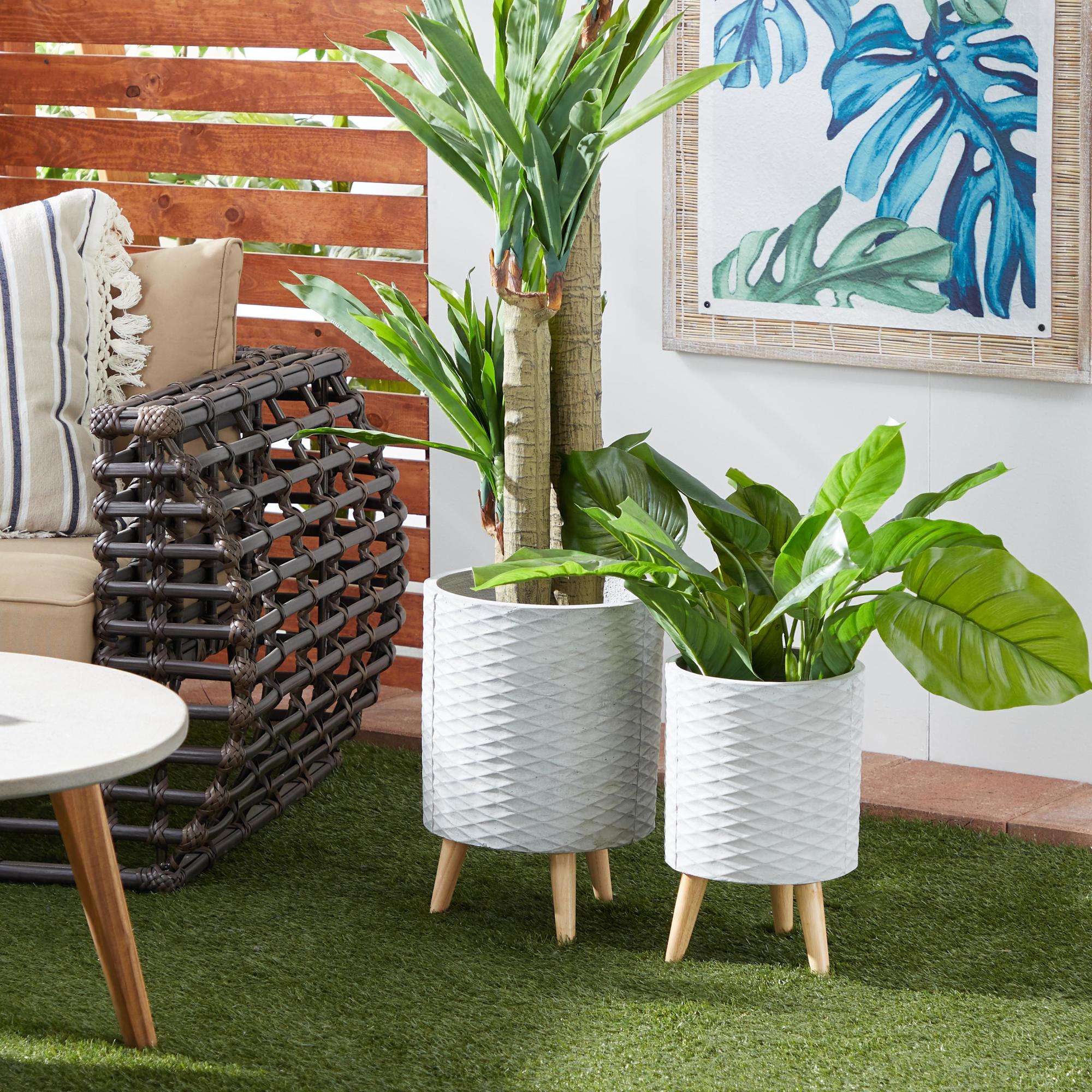 Set of 2 Gray Ceramic Planter