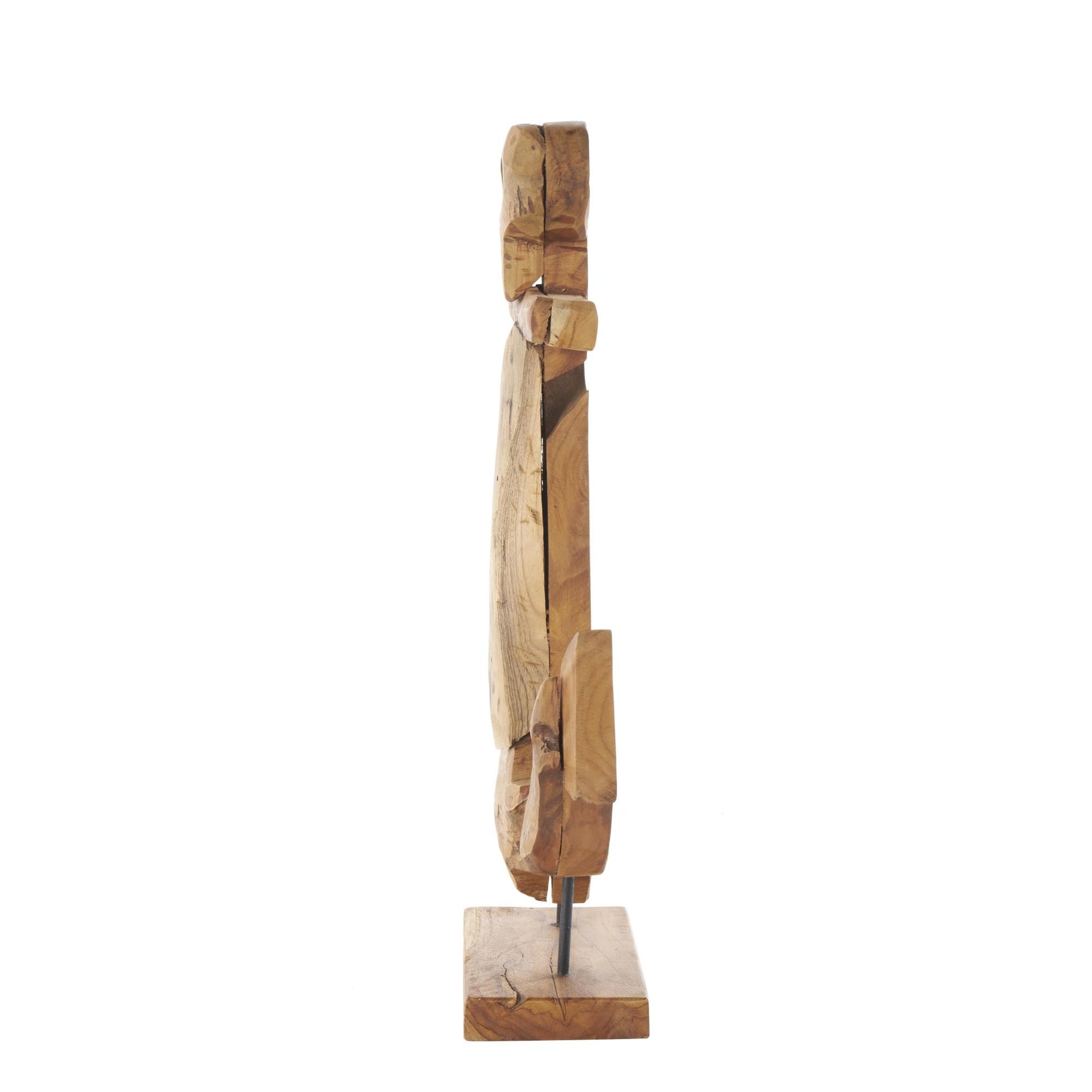 Anchor Brown Teak Wood Handmade Decorative Sculpture with Mosaic Live Edge Pieces