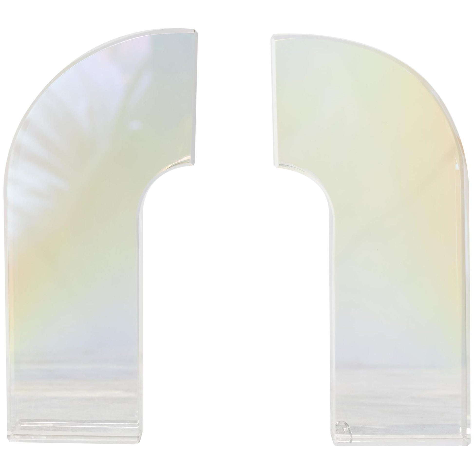 Set of 2 Geometric Clear Crystal Arched Decorative Bookends