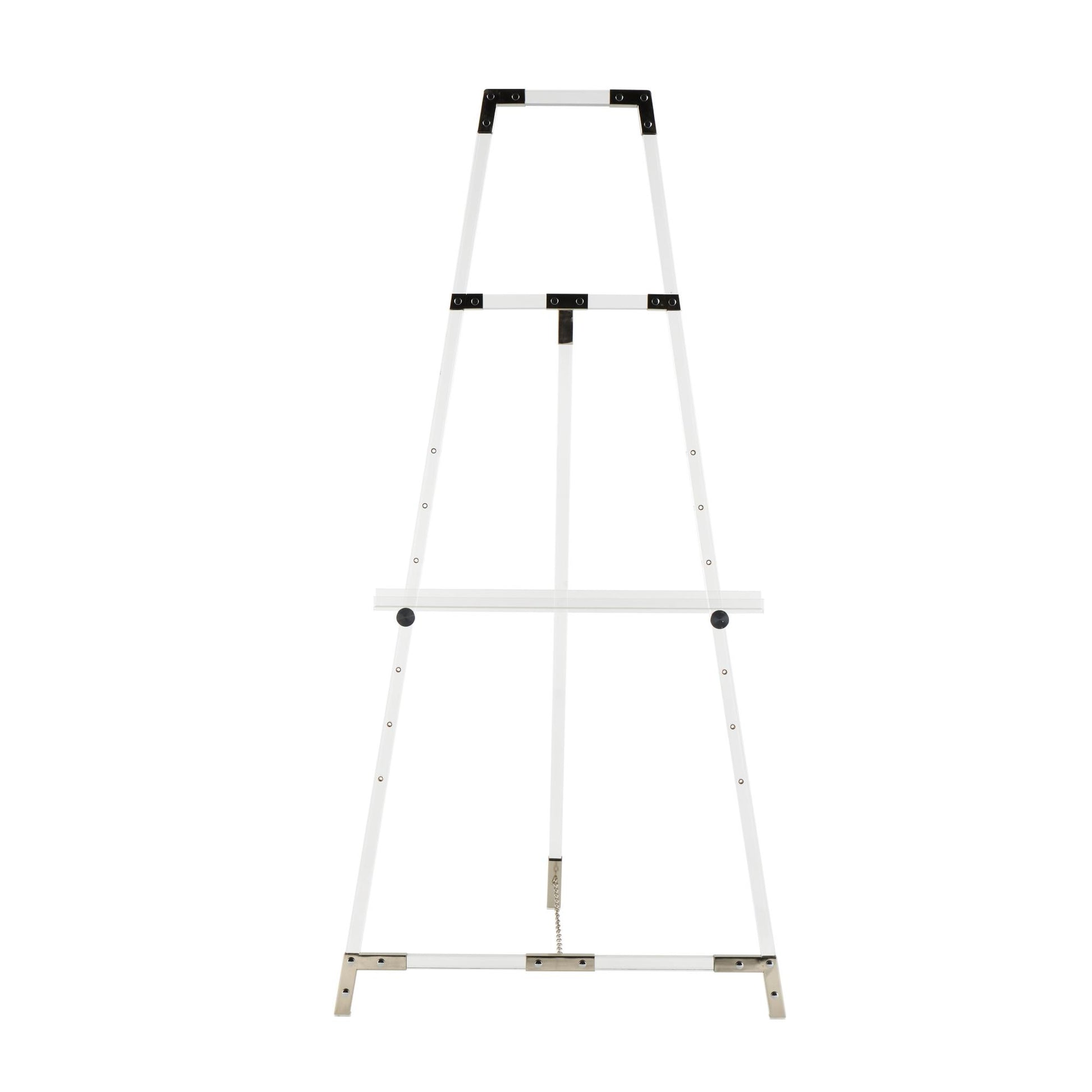 Acrylic Plastic Adjustable 7 Tier Display Easel with Gold Accents and Chain Support 24" x 20" x 57"