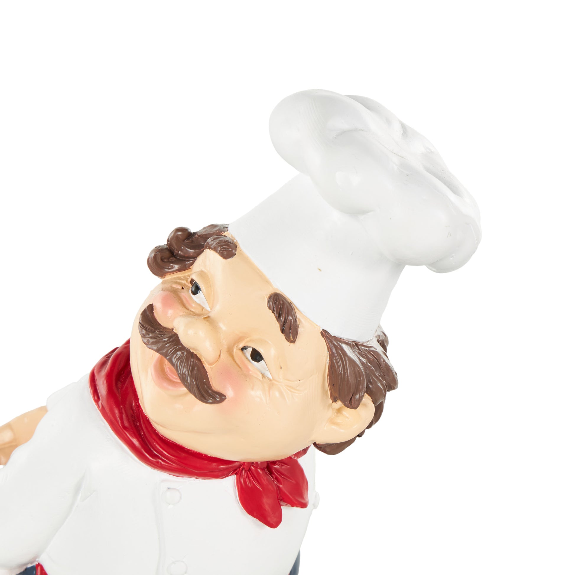 Chef White Polystone Kitchen Decorative Figurine Single Bottle Kitchen Wine Holder with Red Accents