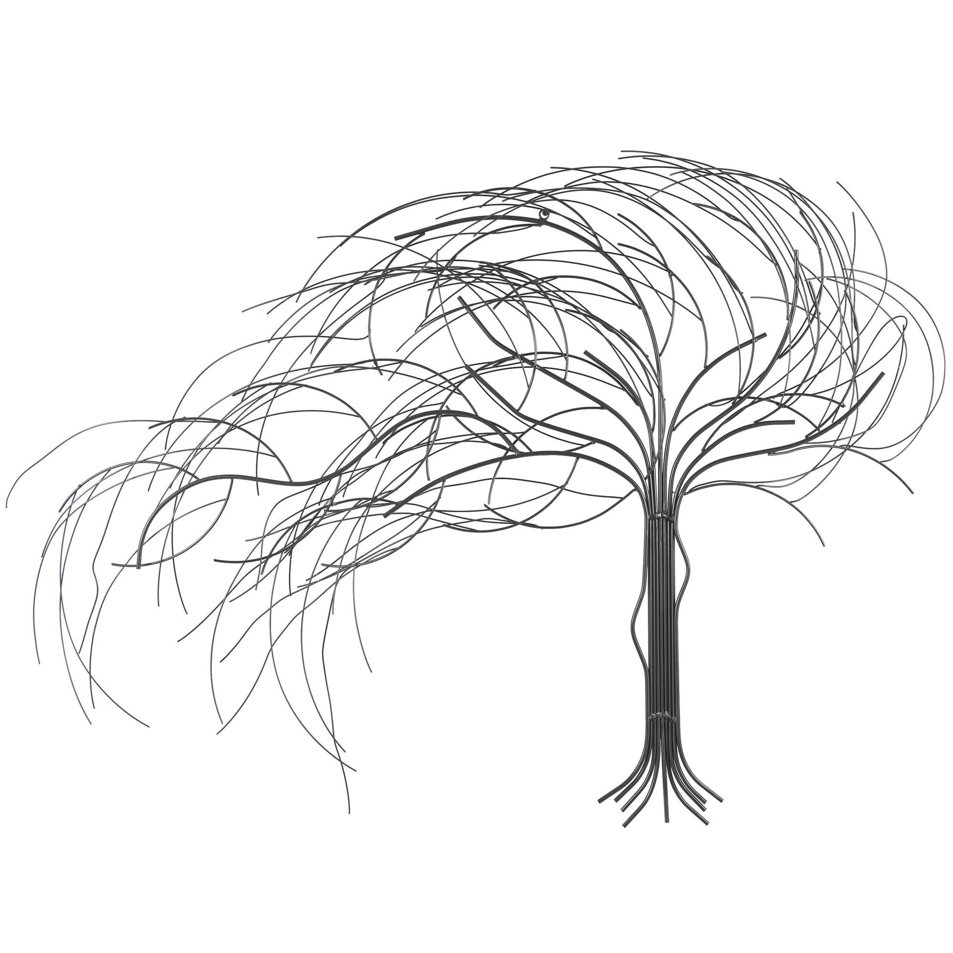 Tree Dark Gray Metal Indoor Outdoor Abstract Curved Home Wall Decor