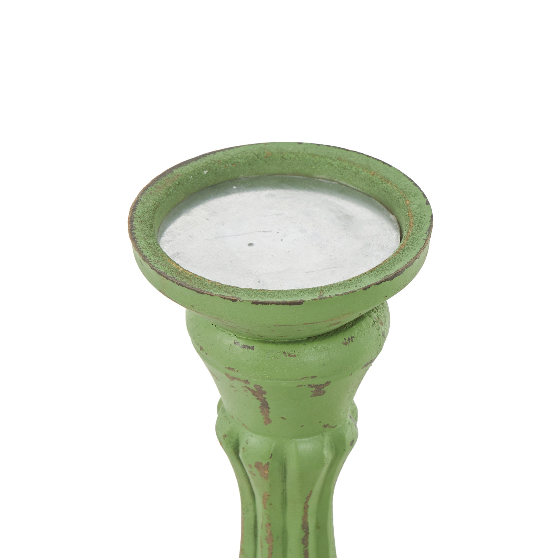 Set of 3 Wooden Distressed Turned Pillar Decorative Candle Holder
