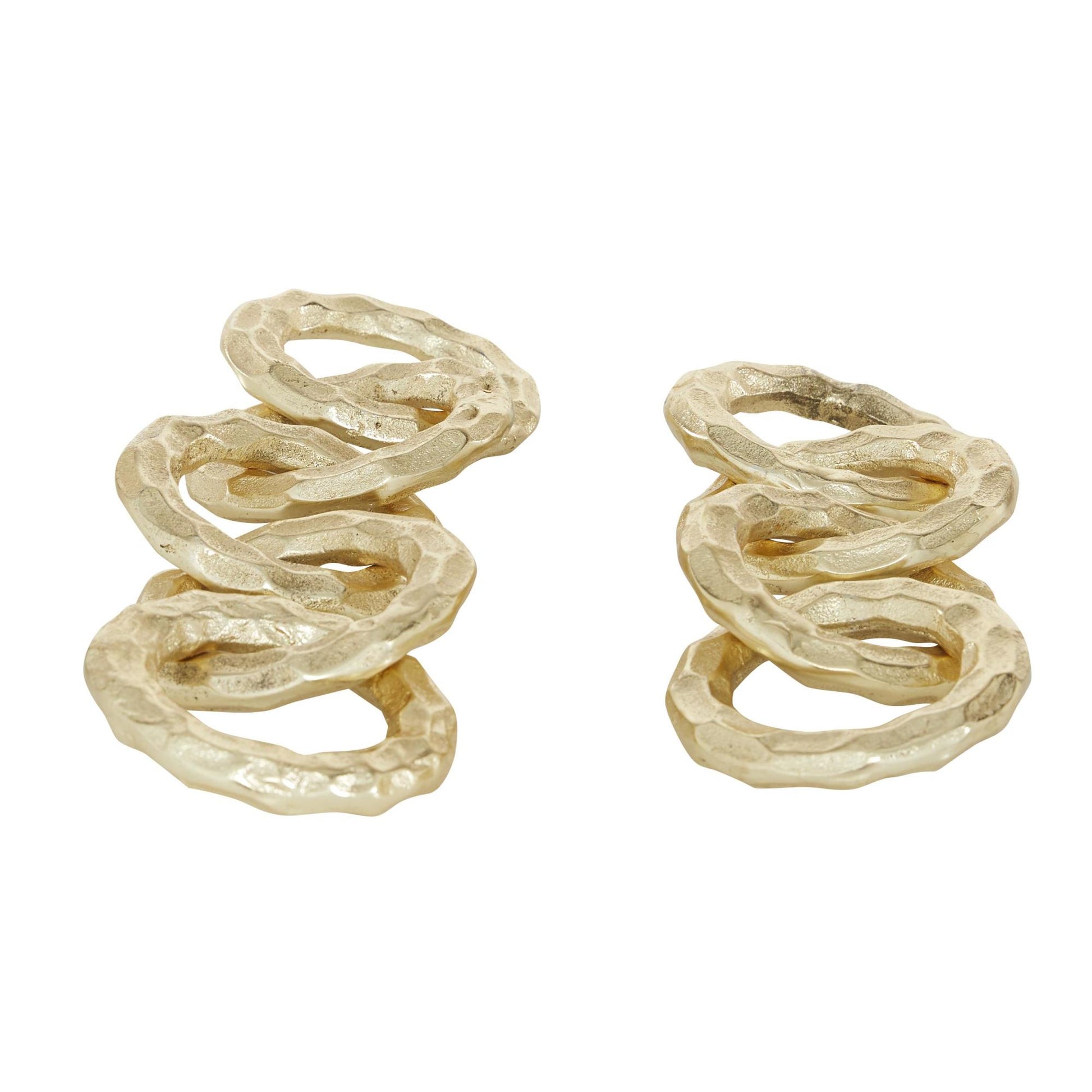 CosmoLiving by Cosmopolitan Set of 2 Chain Gold Aluminum Metal Decorative Sculpture