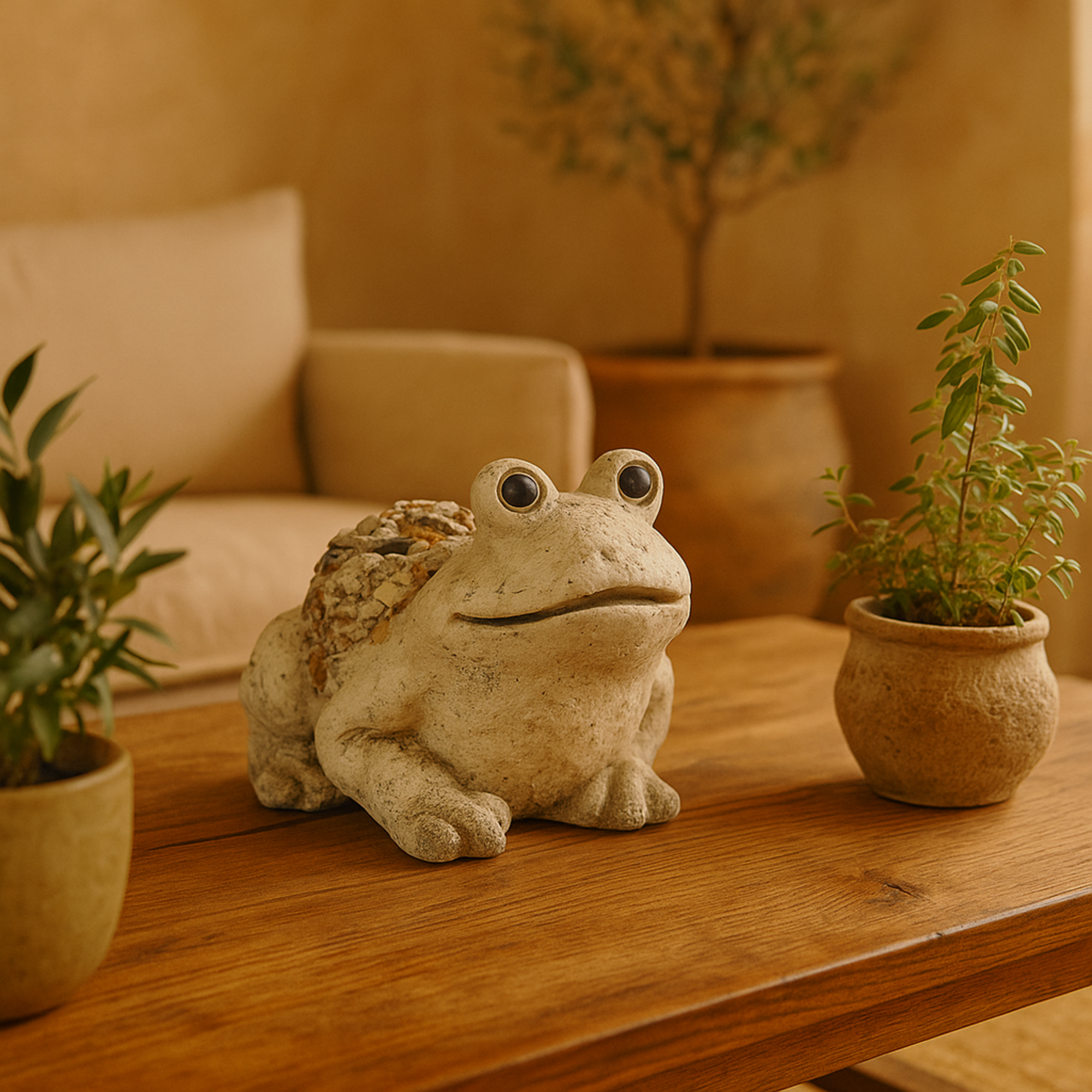 Frog Light Gray Polystone Indoor Outdoor Decorative Garden Sculpture