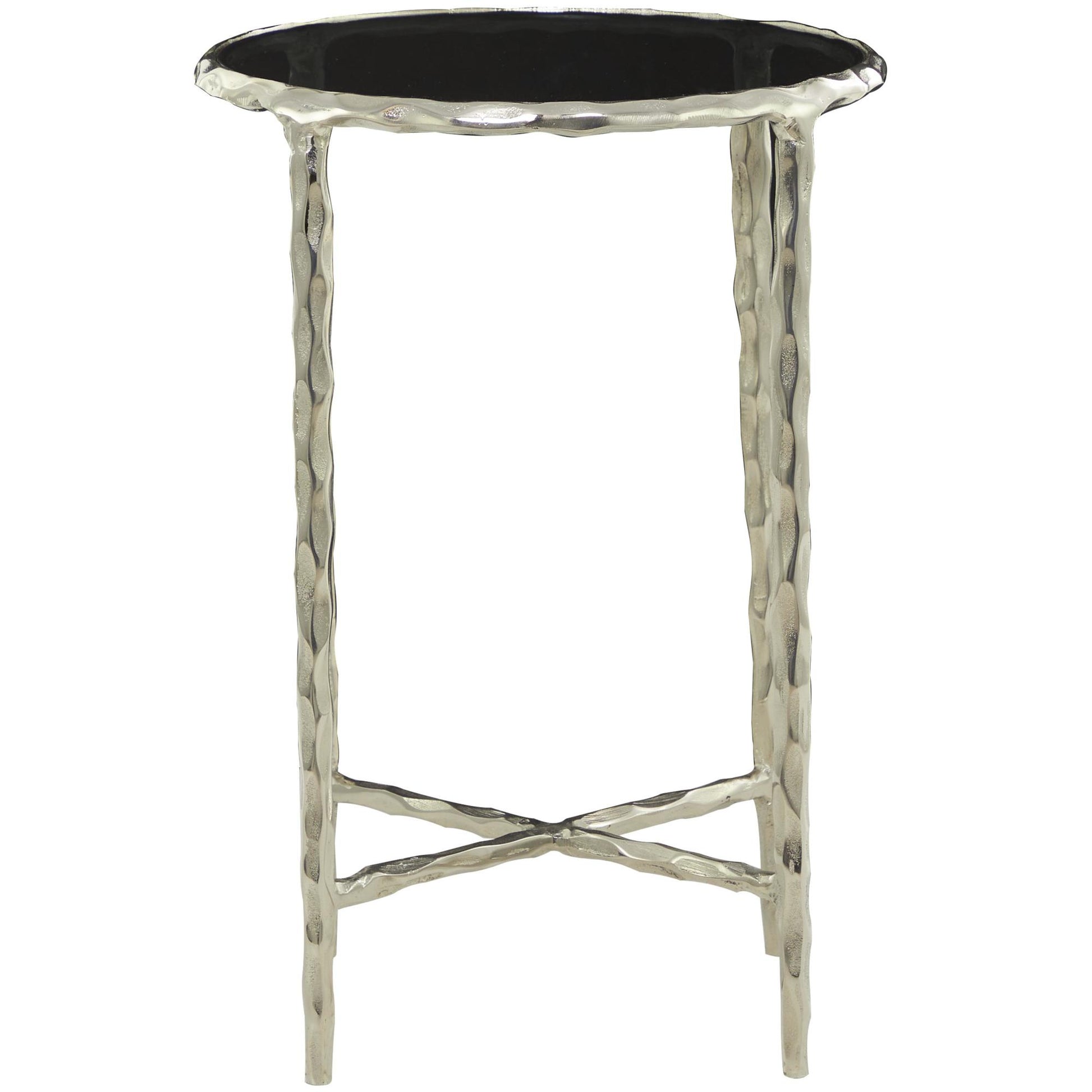 Aluminum Metal Side End Accent Table with Shaded Glass Top