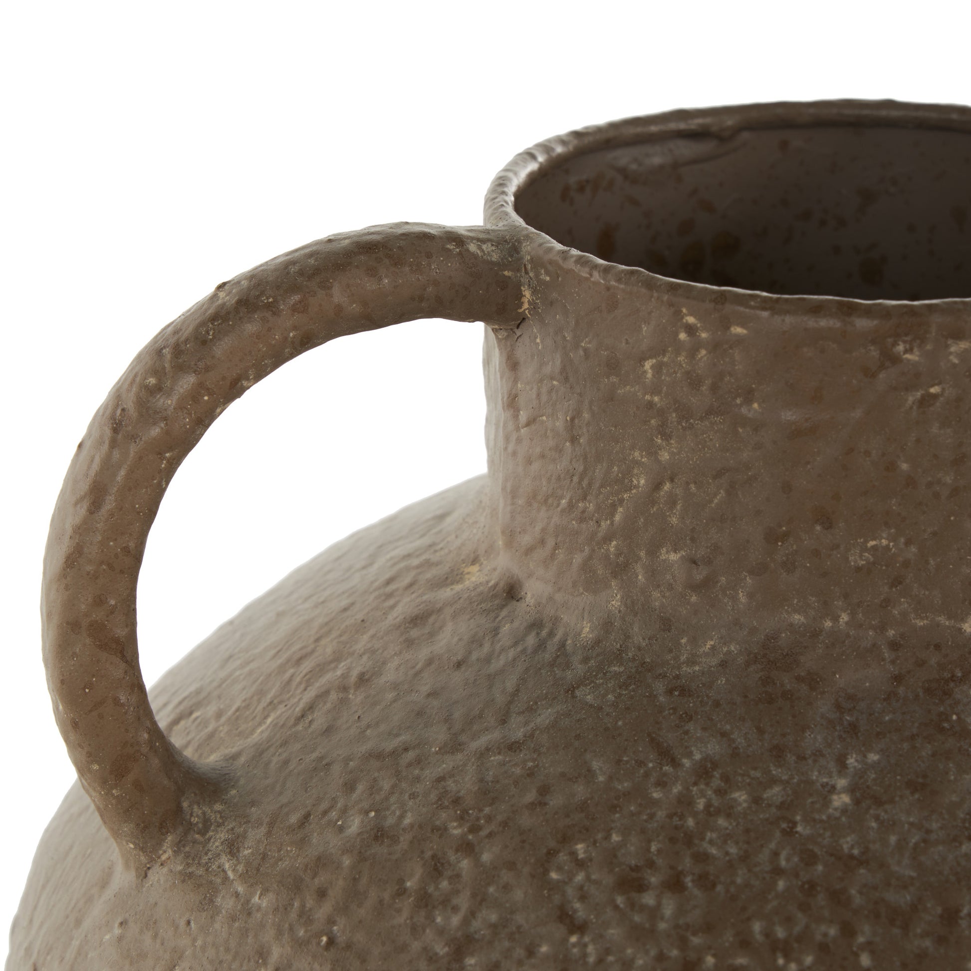 Brown Metal Antique Inspired Decorative Vase with Handles