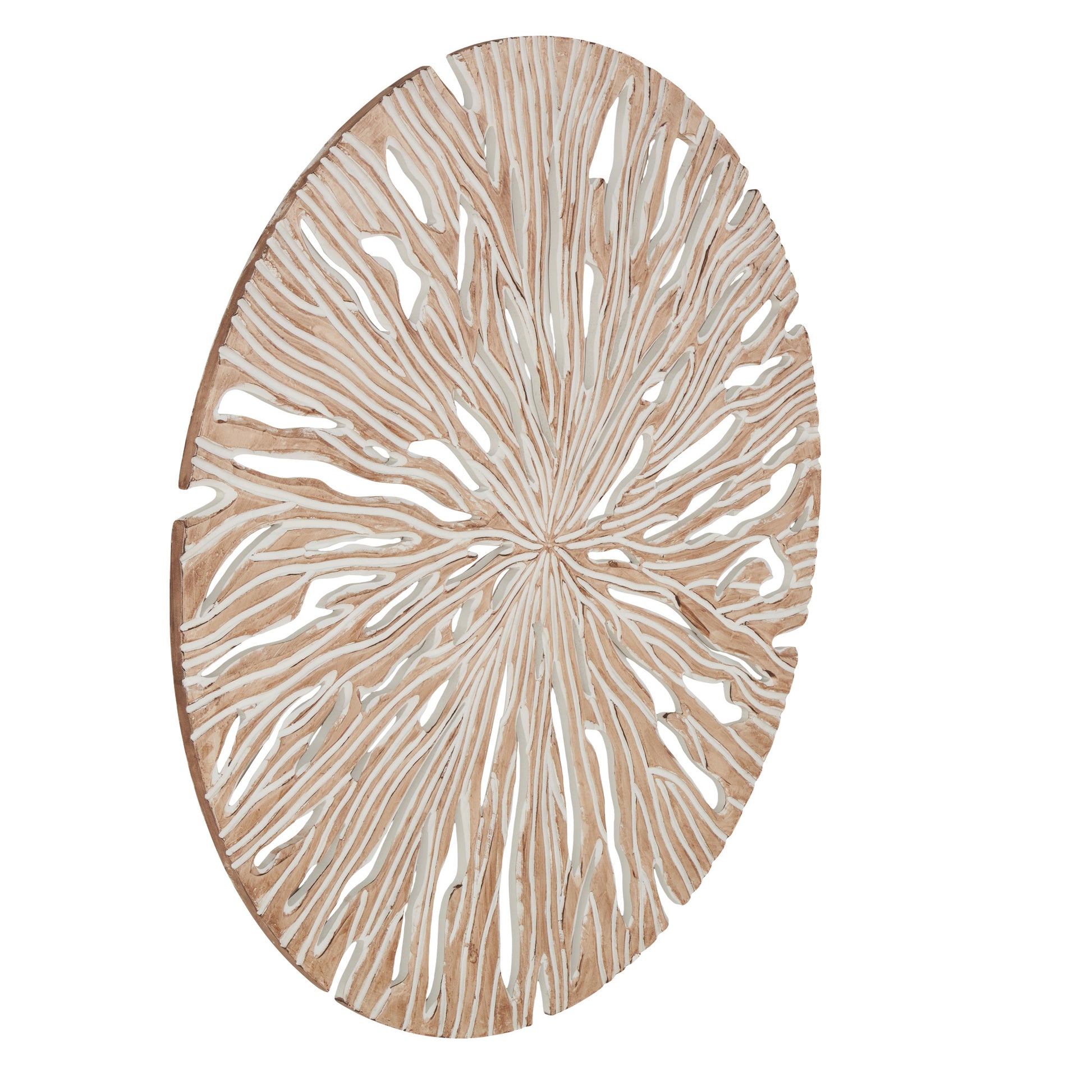 Starburst Beige Wooden Handmade Intricately Carved Home Wall Decor