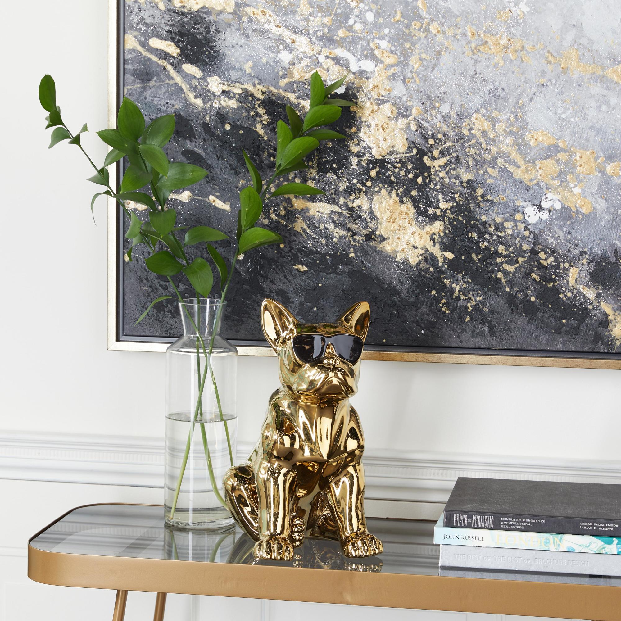 CosmoLiving by Cosmopolitan Bulldog Ceramic Decorative Sculpture with Sunglasses