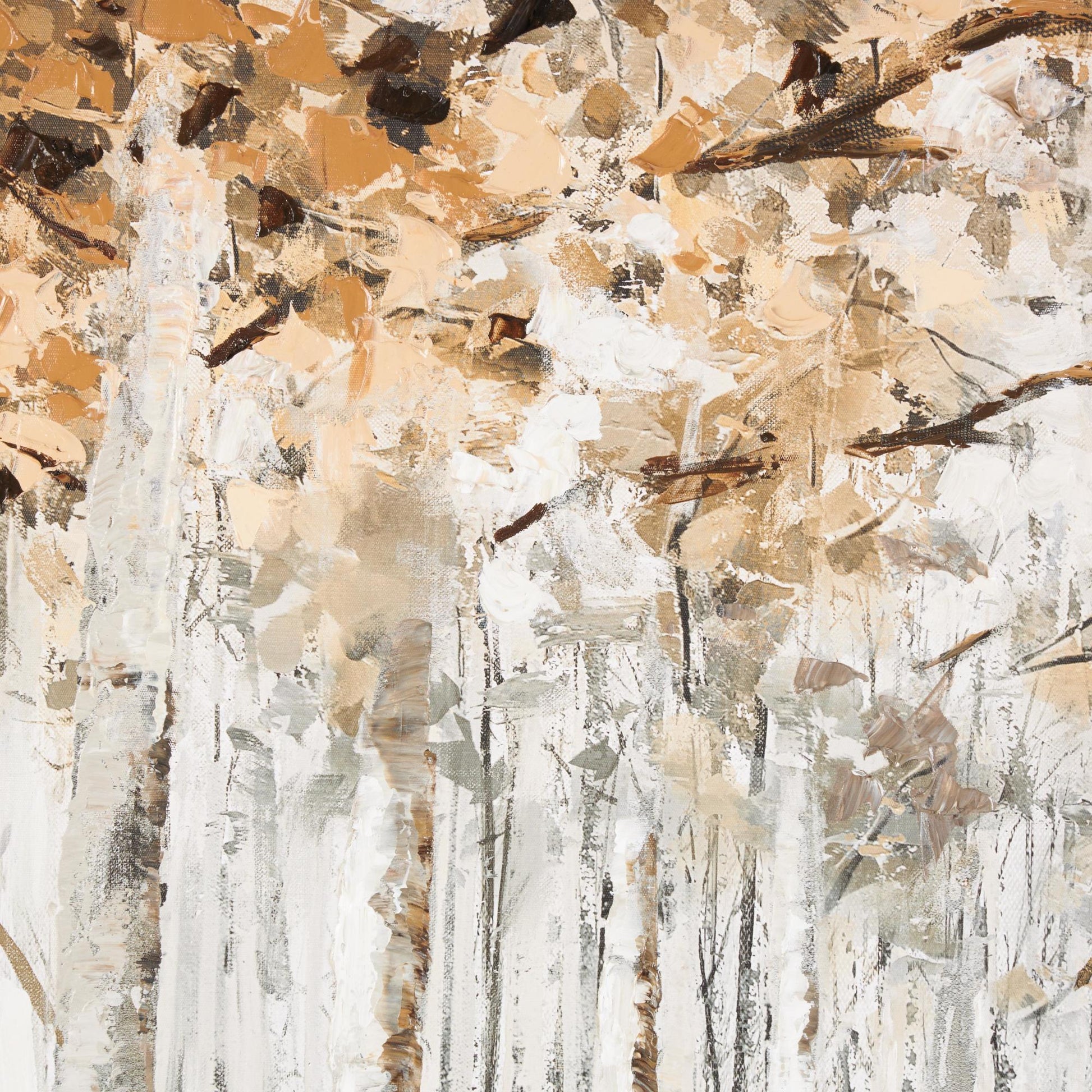 Landscape Gray Canvas Forest Living Room Framed Wall Art with Brown Accents