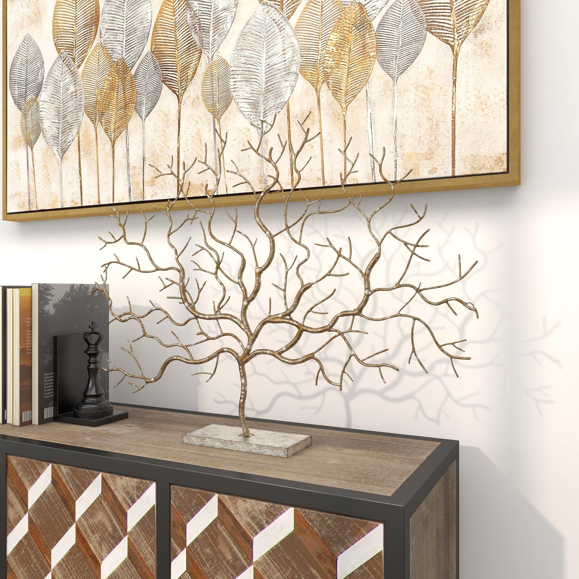 Tree Silver Metal Decorative Sculpture