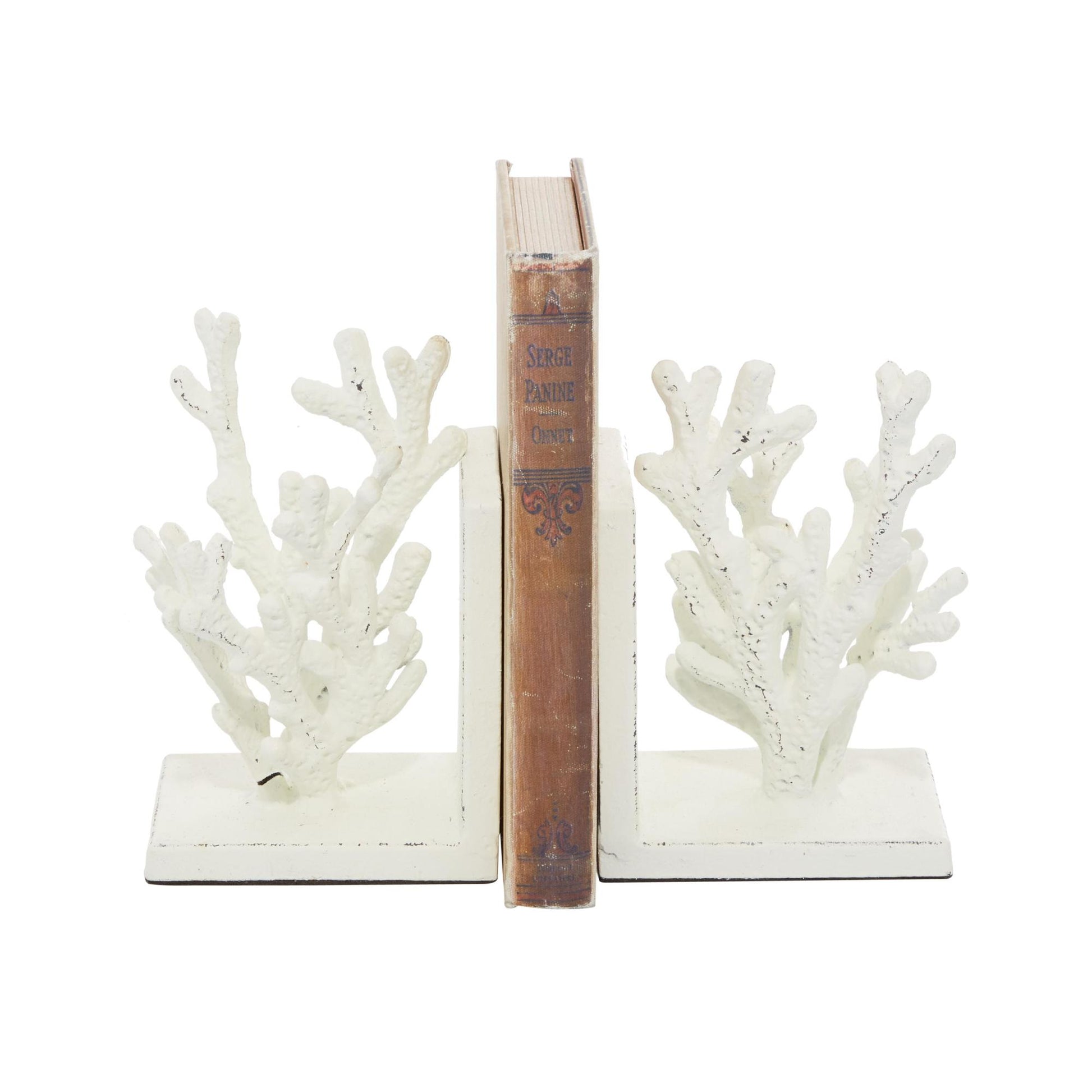 Set of 2 Coral Metal Decorative Bookends Set of 2 5"W, 7"H