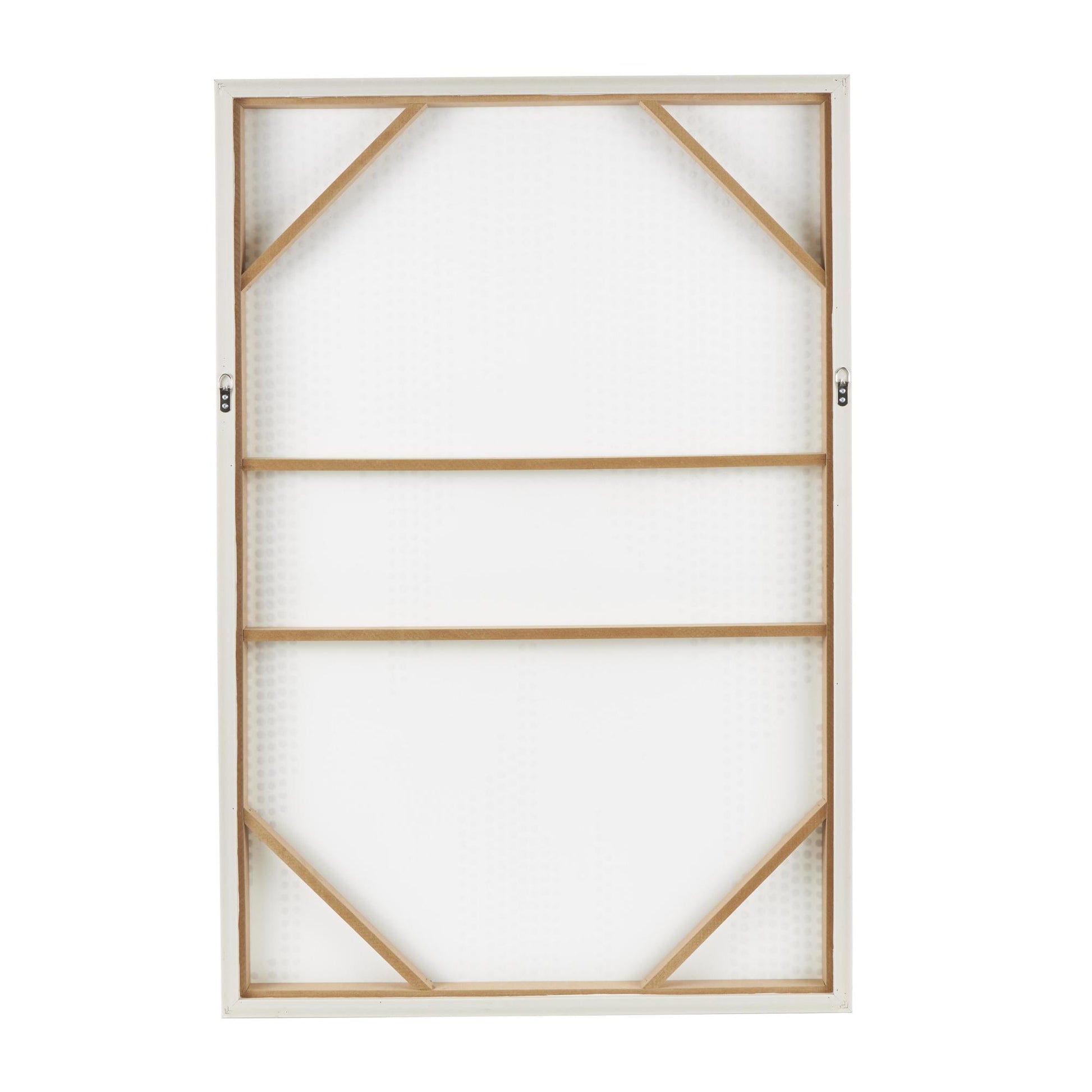 Abstract White Wooden Dimensional Dot Living Room Framed Wall Art with Brown Wooden Frame