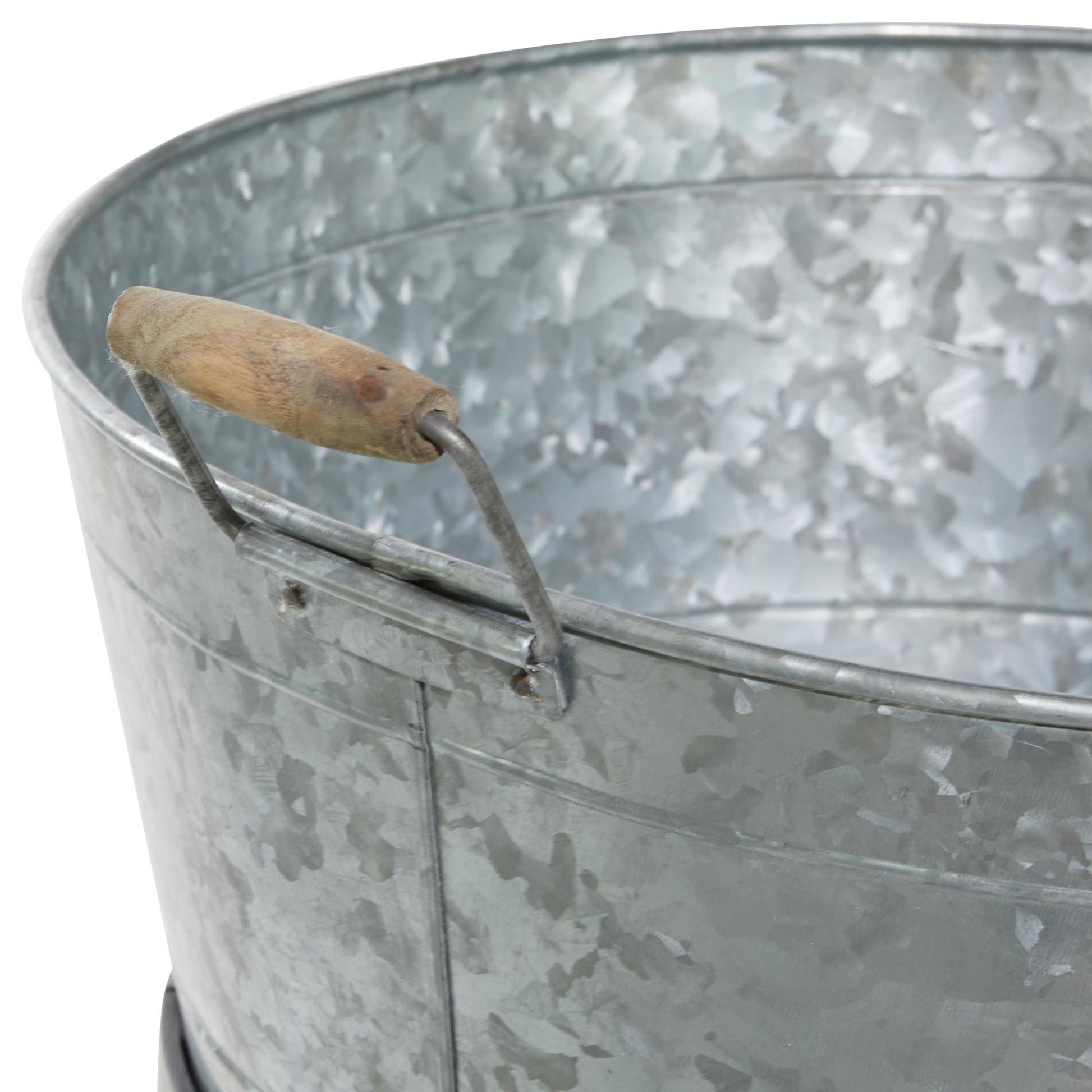 Gray Metal 6 Bottle Decorative Ice Bucket with Lower Shelf