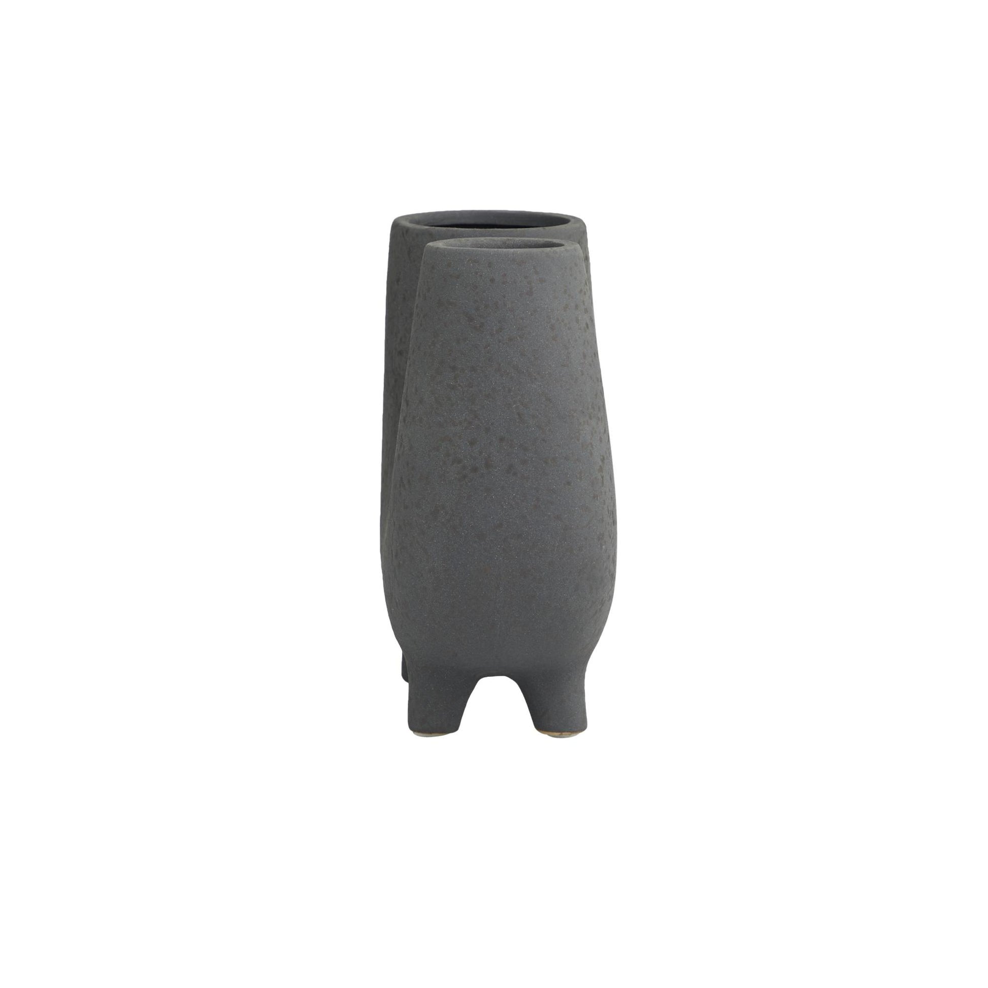 CosmoLiving by Cosmopolitan Abstract Dark Gray Ceramic U-Shaped Decorative Vase with Small Feet