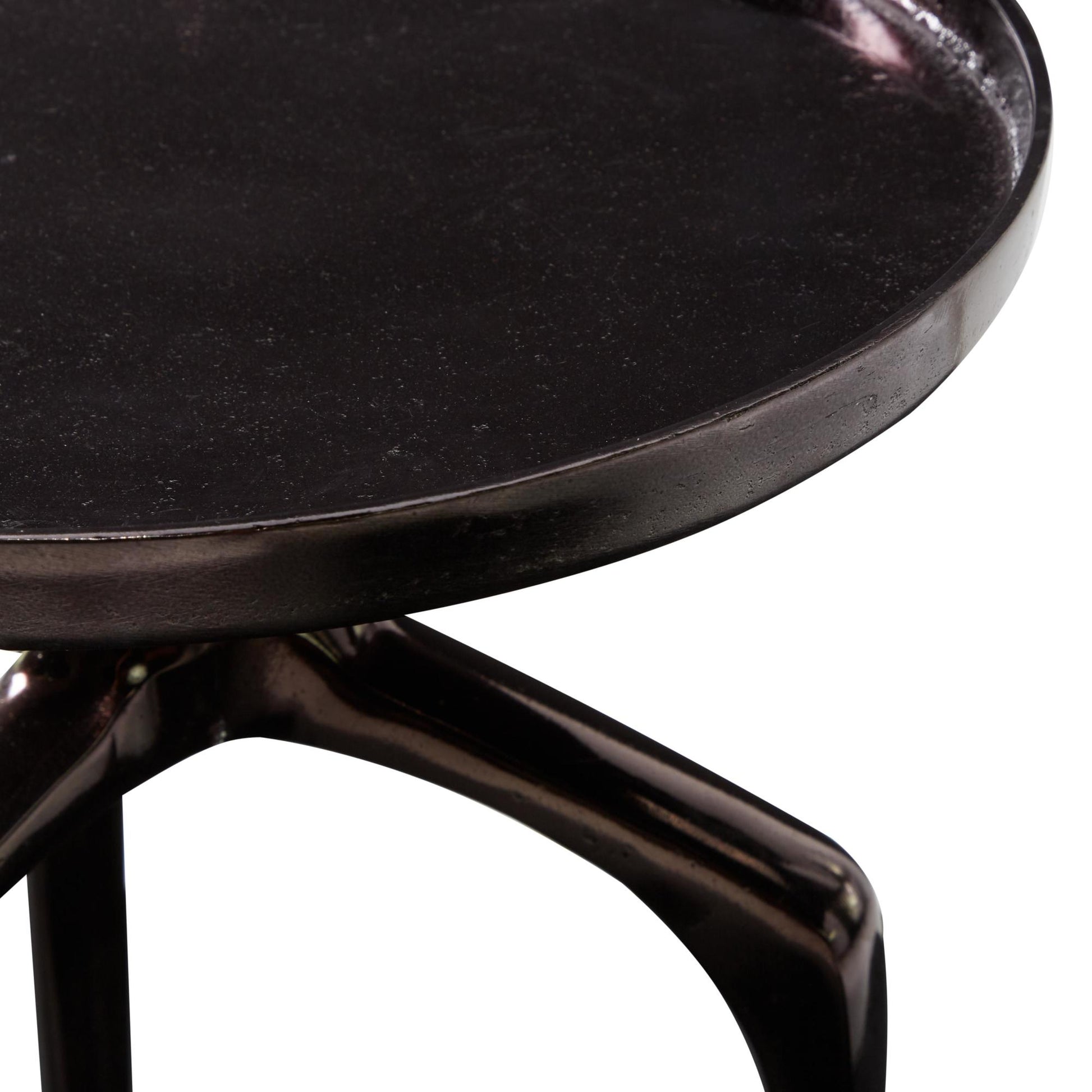 Aluminum Metal Tray Inspired Top Side End Accent Table with 3 Tripod Legs