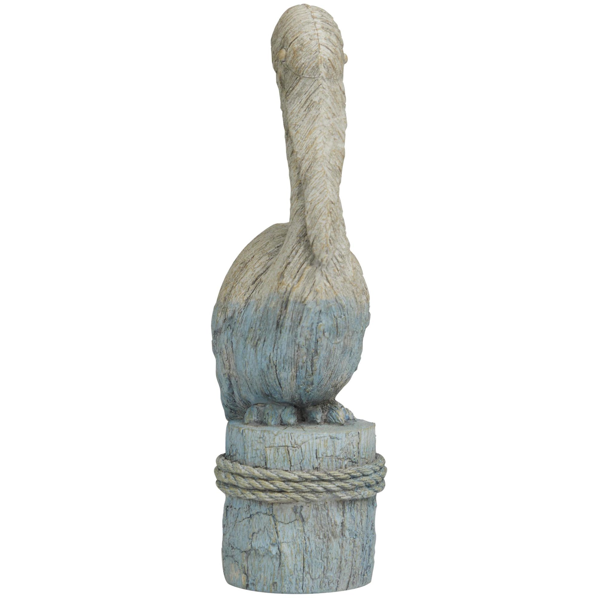 Bird Blue Polystone Textured Ombre Decorative Sculpture with Rope Details