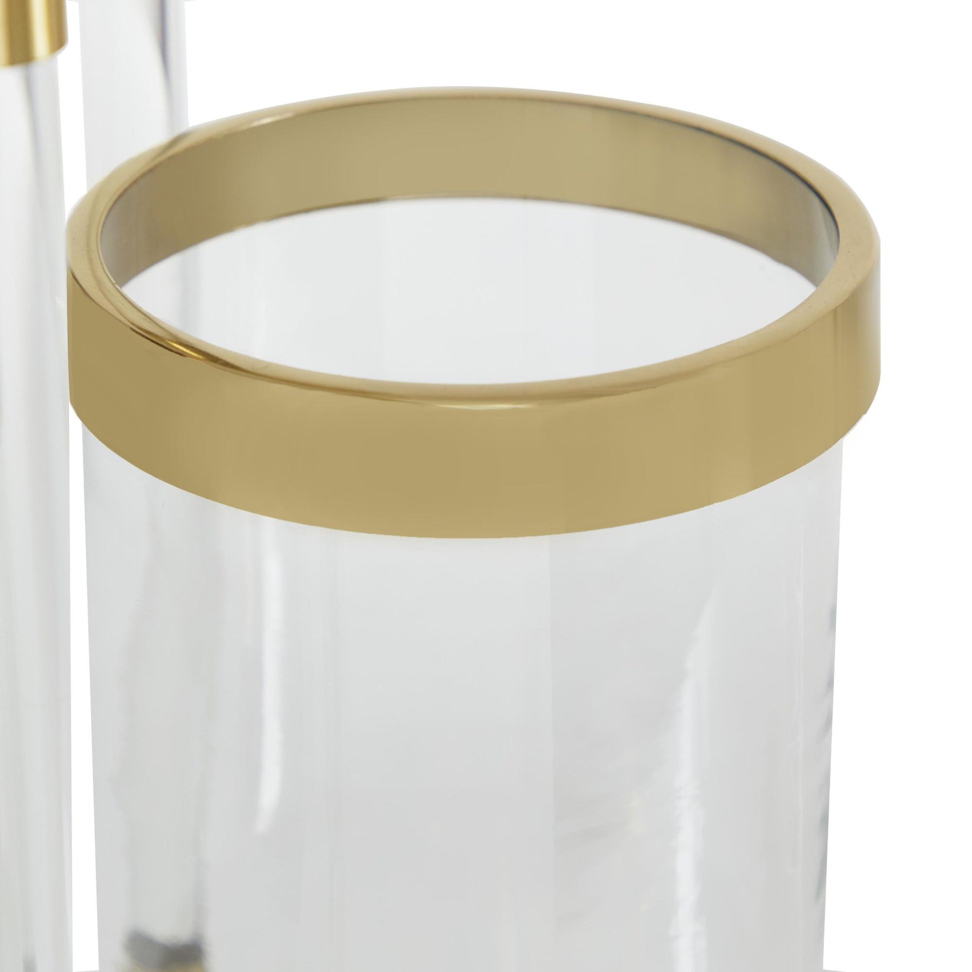 Gold Stainless Steel Metal Decorative Indoor Outdoor Candle Lantern with Acrylic Accents