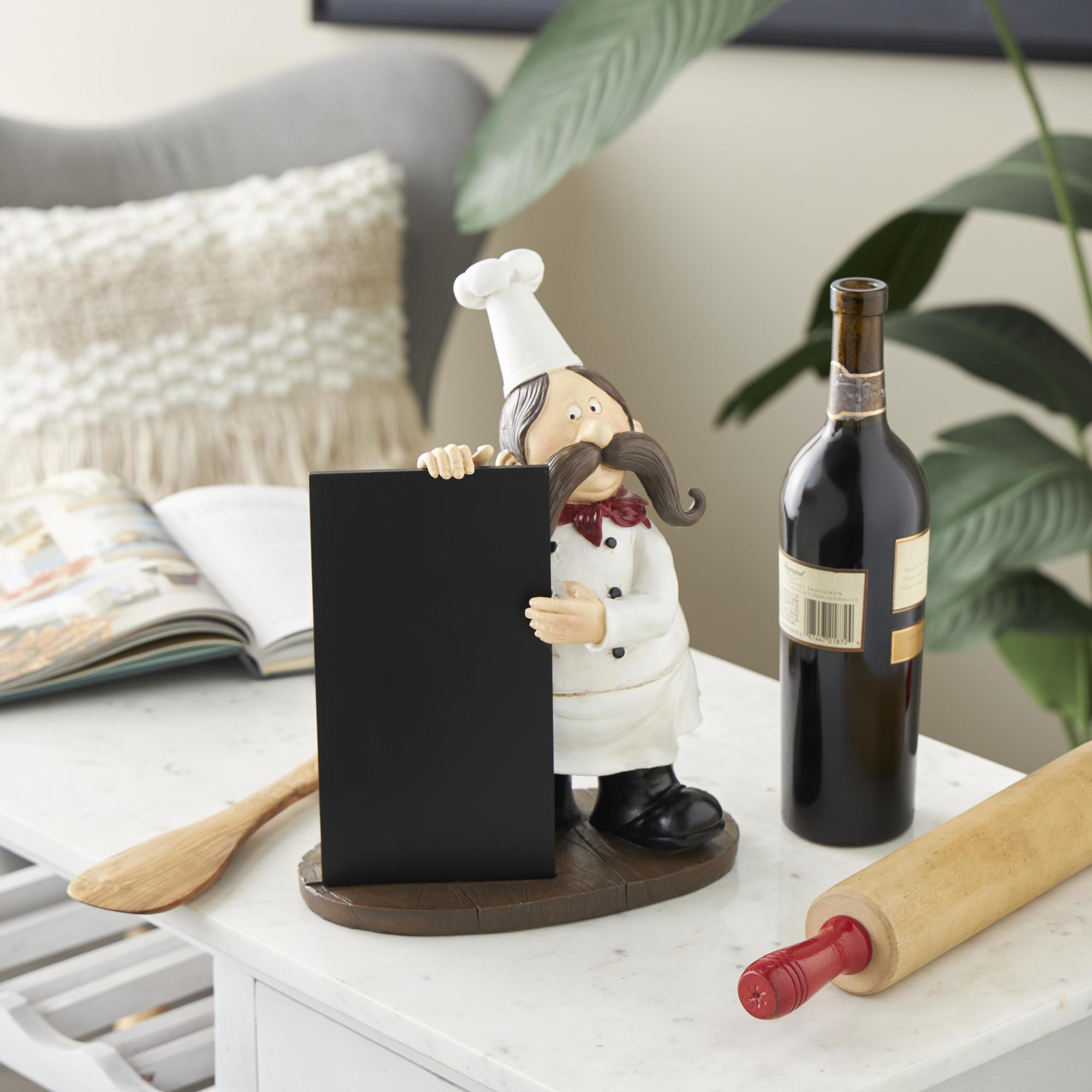Chef Black Polystone Decorative Sculpture with Chalkboard