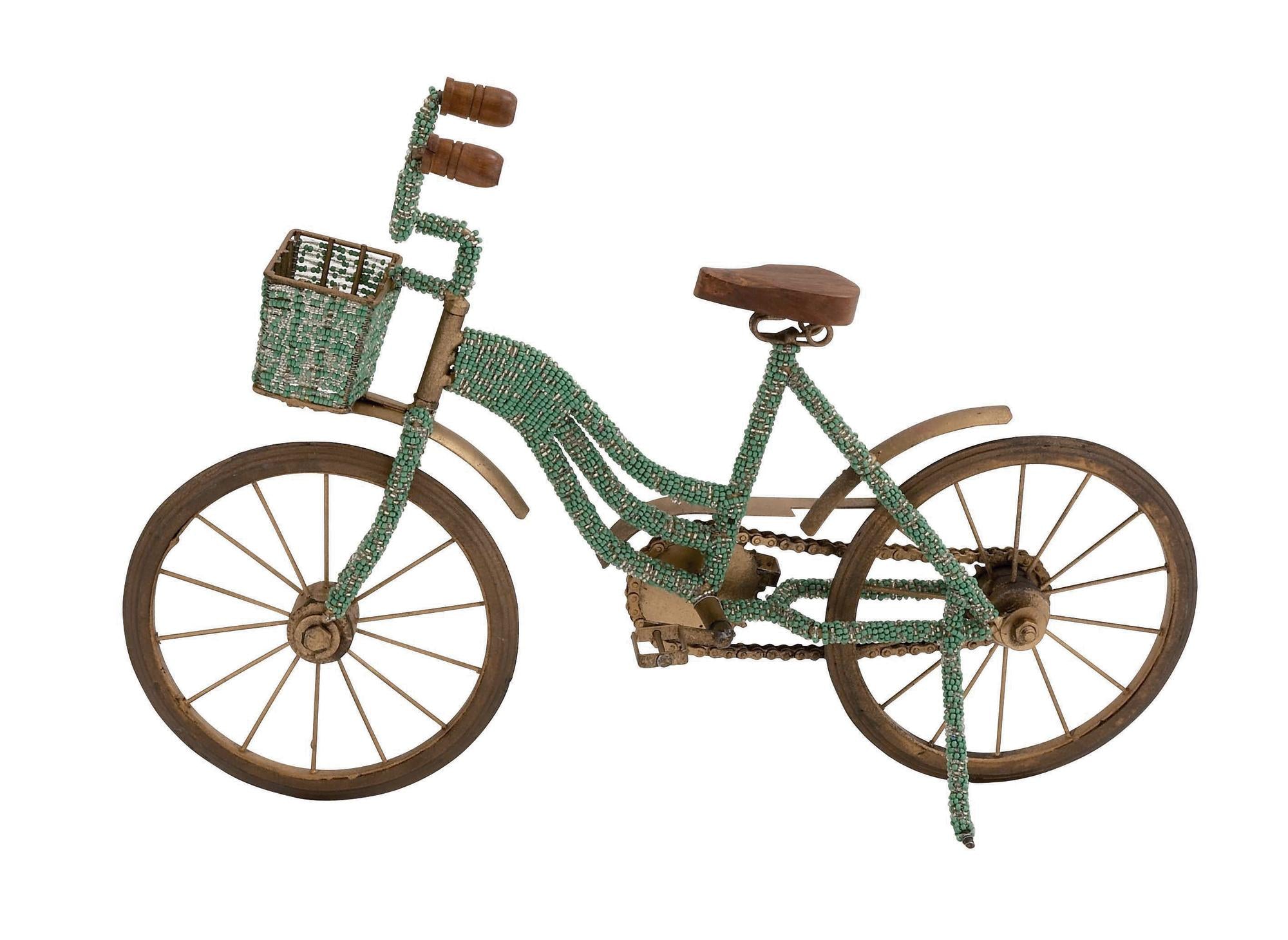 Bike Green Metal Decorative Sculpture