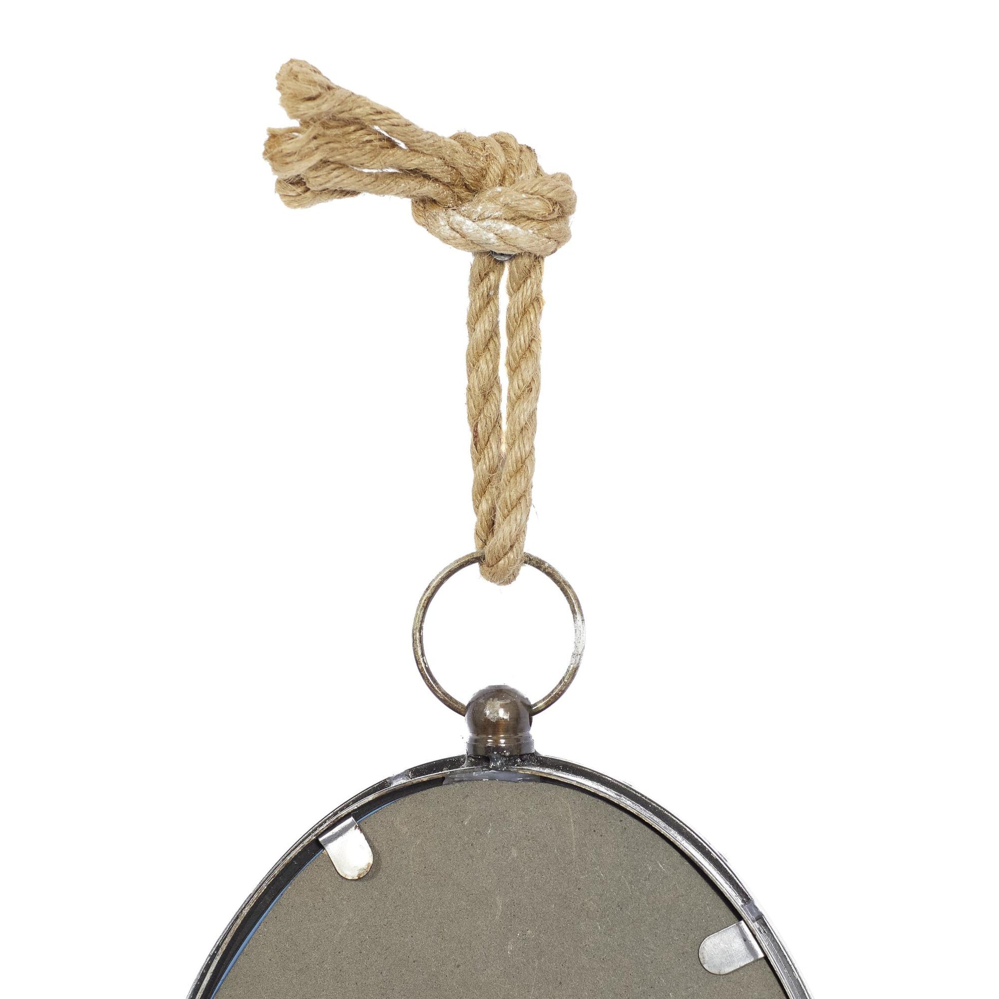 Set of 5 Gray Metal Room Wall Mirror with Hanging Rope