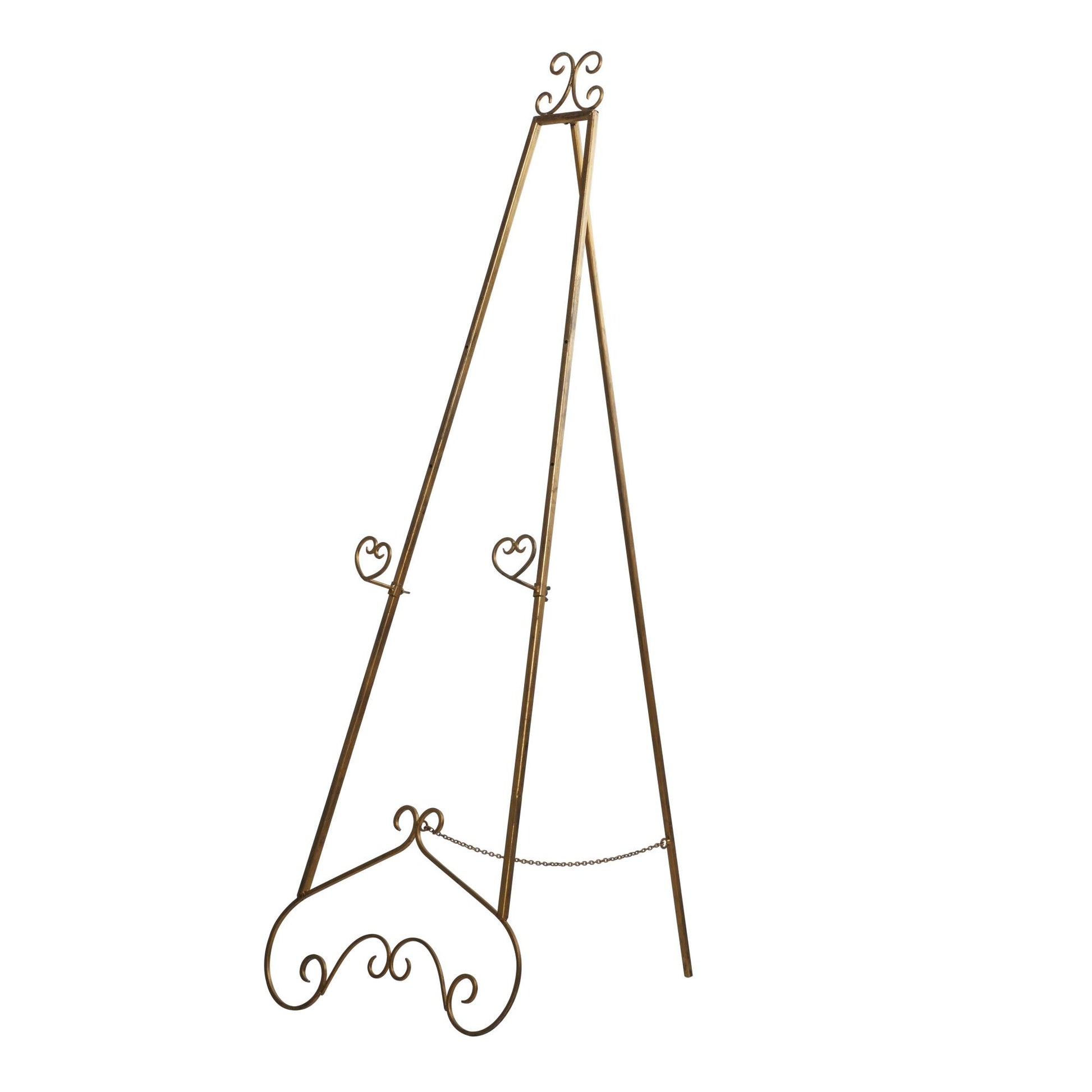 Scroll Gold Metal Tall Adjustable Floor 3 Tier Display Easel