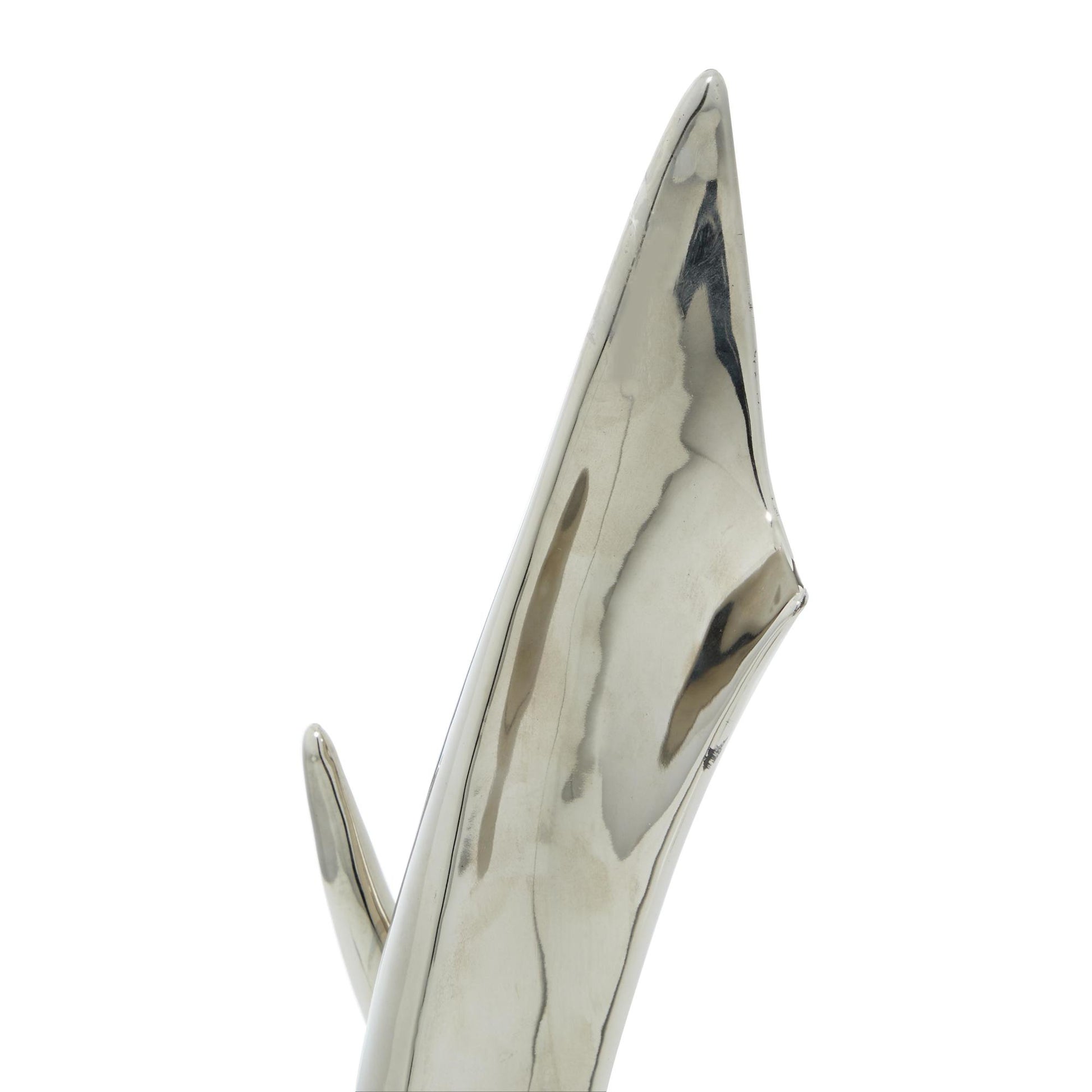 Abstract Silver Porcelain Ceramic Decorative Sculpture with Black Base
