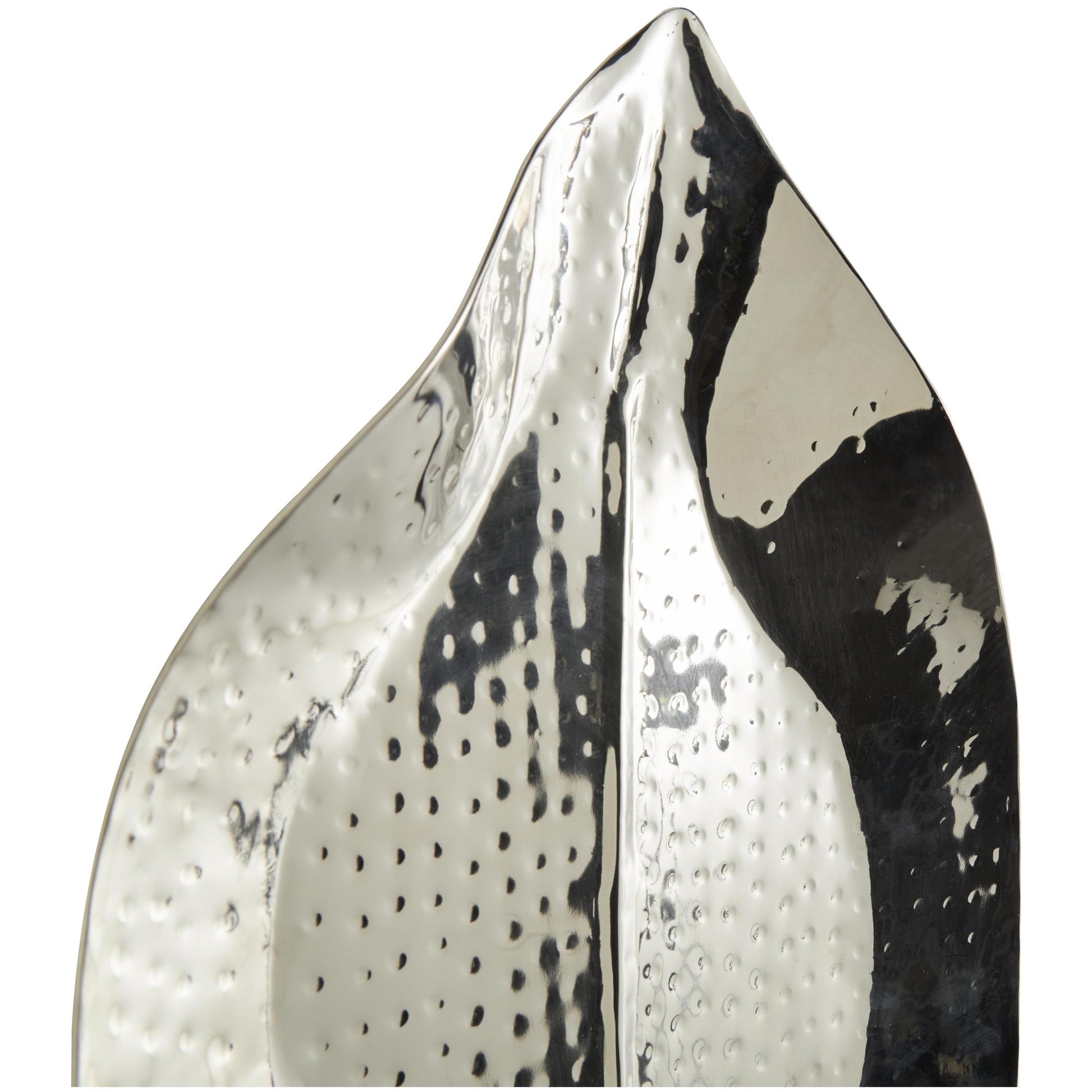 Leaf Silver Stainless Steel Metal Slim Single Candle Indoor Outdoor Wall Sconce with Hammered Design