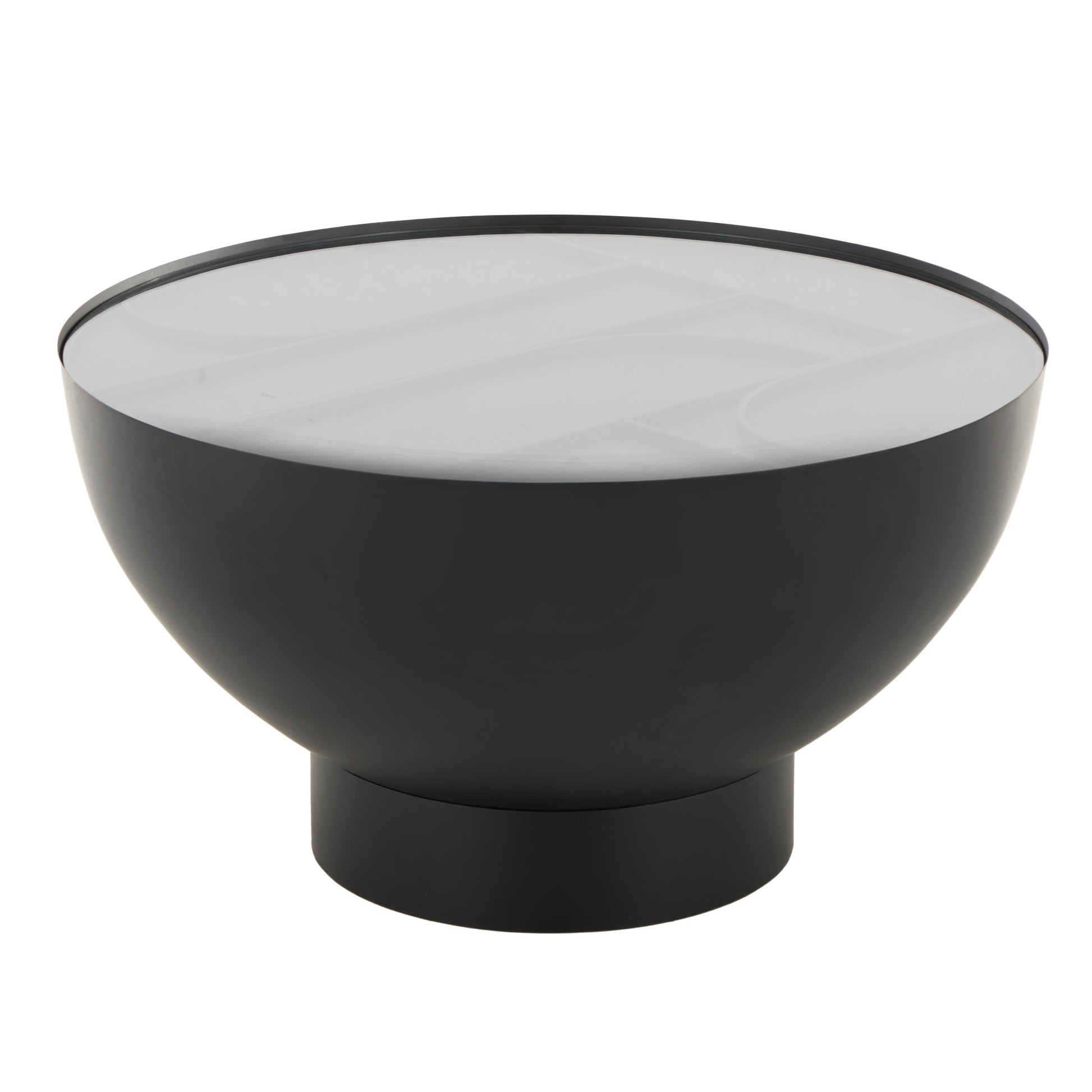 Geometric Black Metal Accent Table with Glass Tabletop and Elevated Base