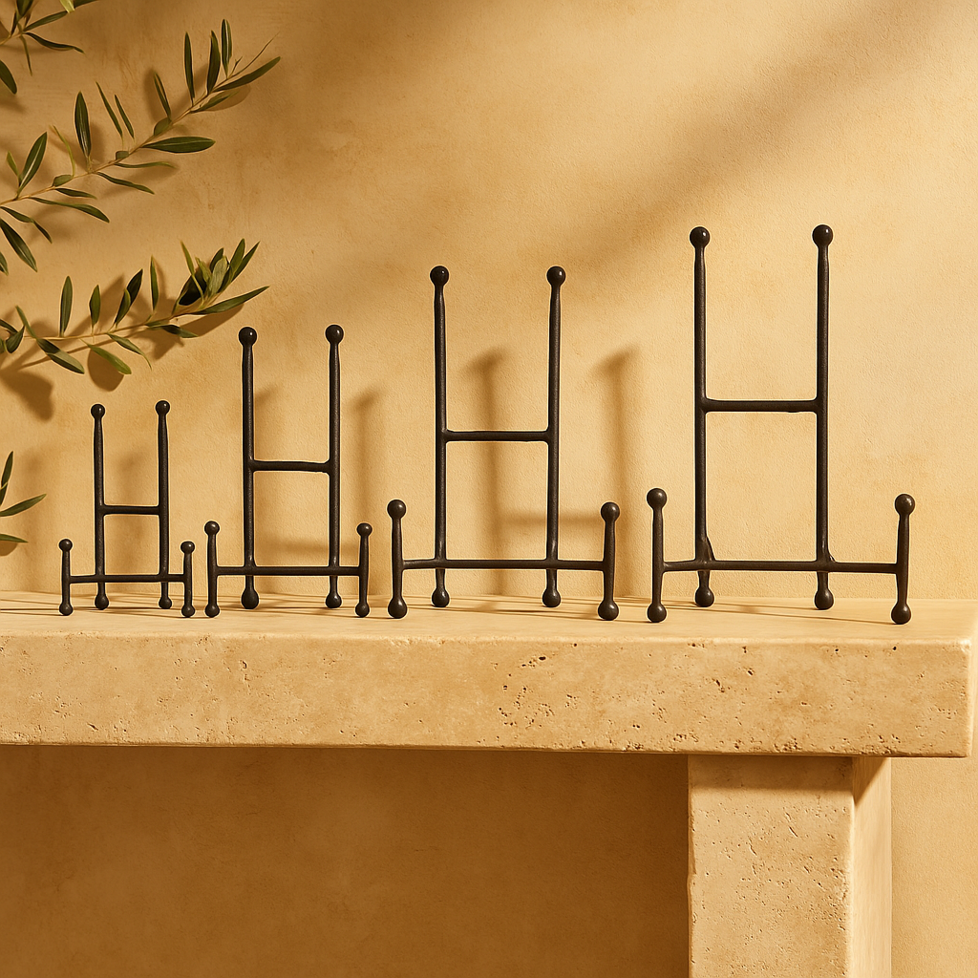 Set of 4 Black Metal Tabletop Rectangular Display Easel with Ball Accents