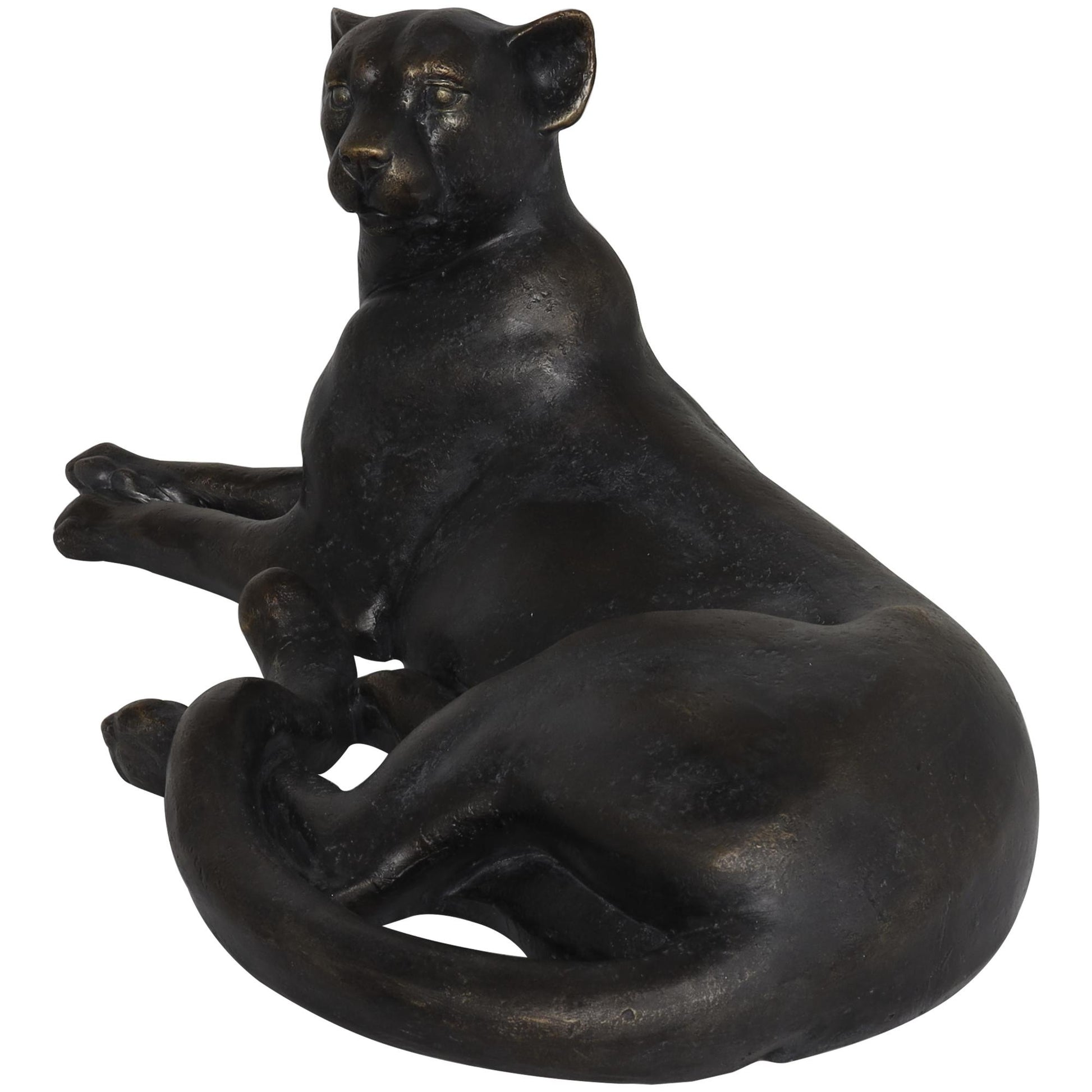 Leopard Black Polyresin Laying Decorative Sculpture