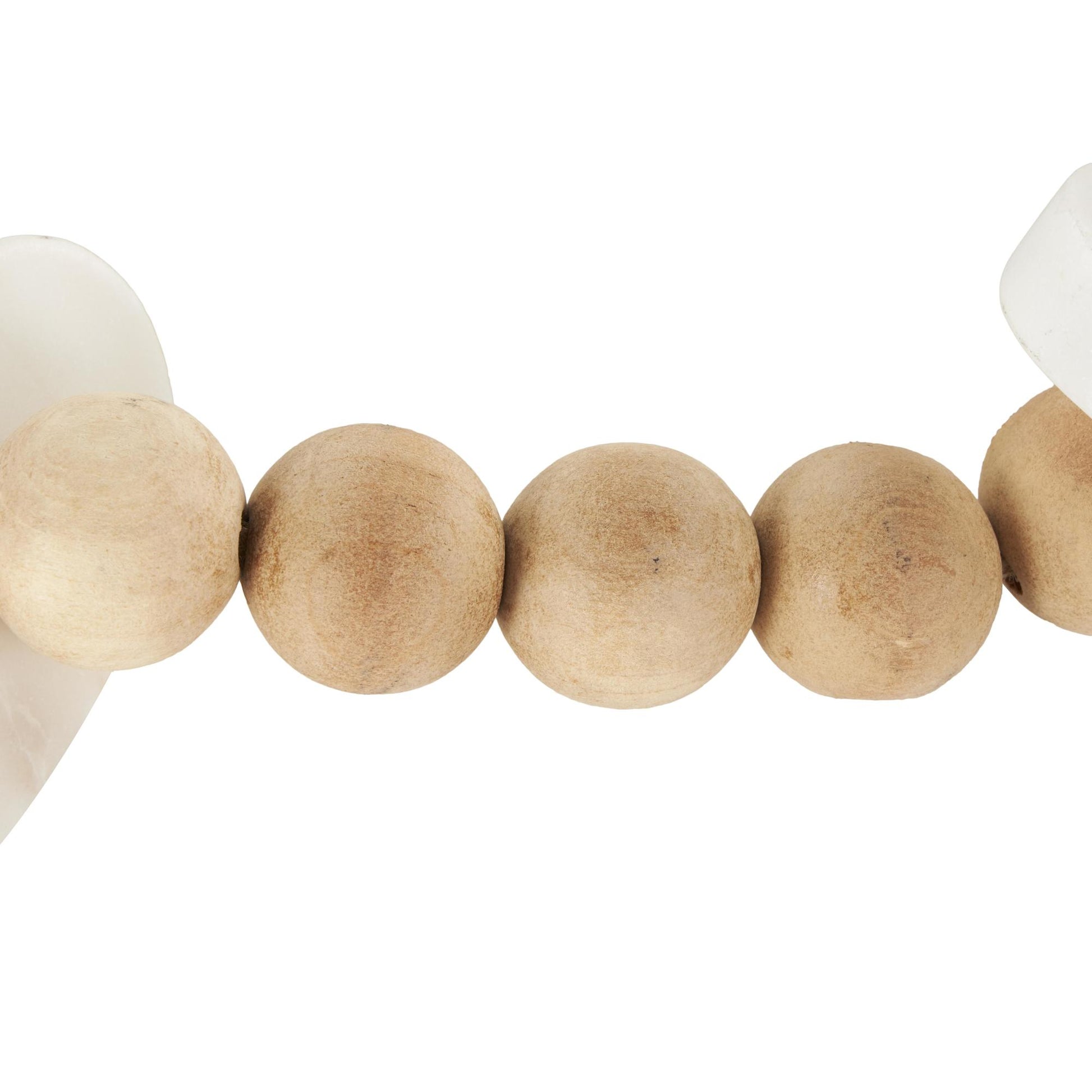 Heart Light Brown Marble Handmade Beaded Garland with Tassel with Knotted Brown Jute and White Accents