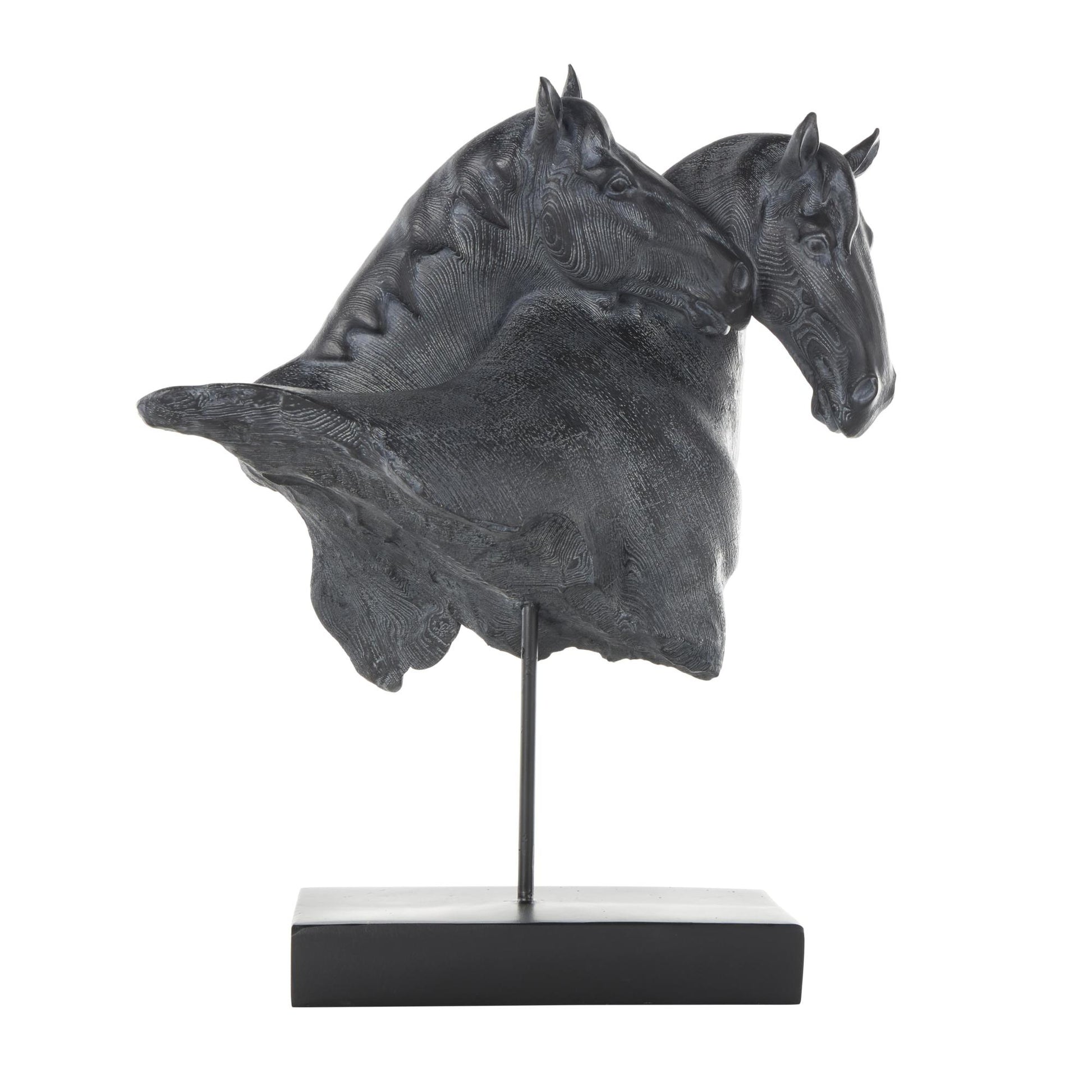 Horse Black Resin Bust Inspired Decorative Sculpture with Black Stand